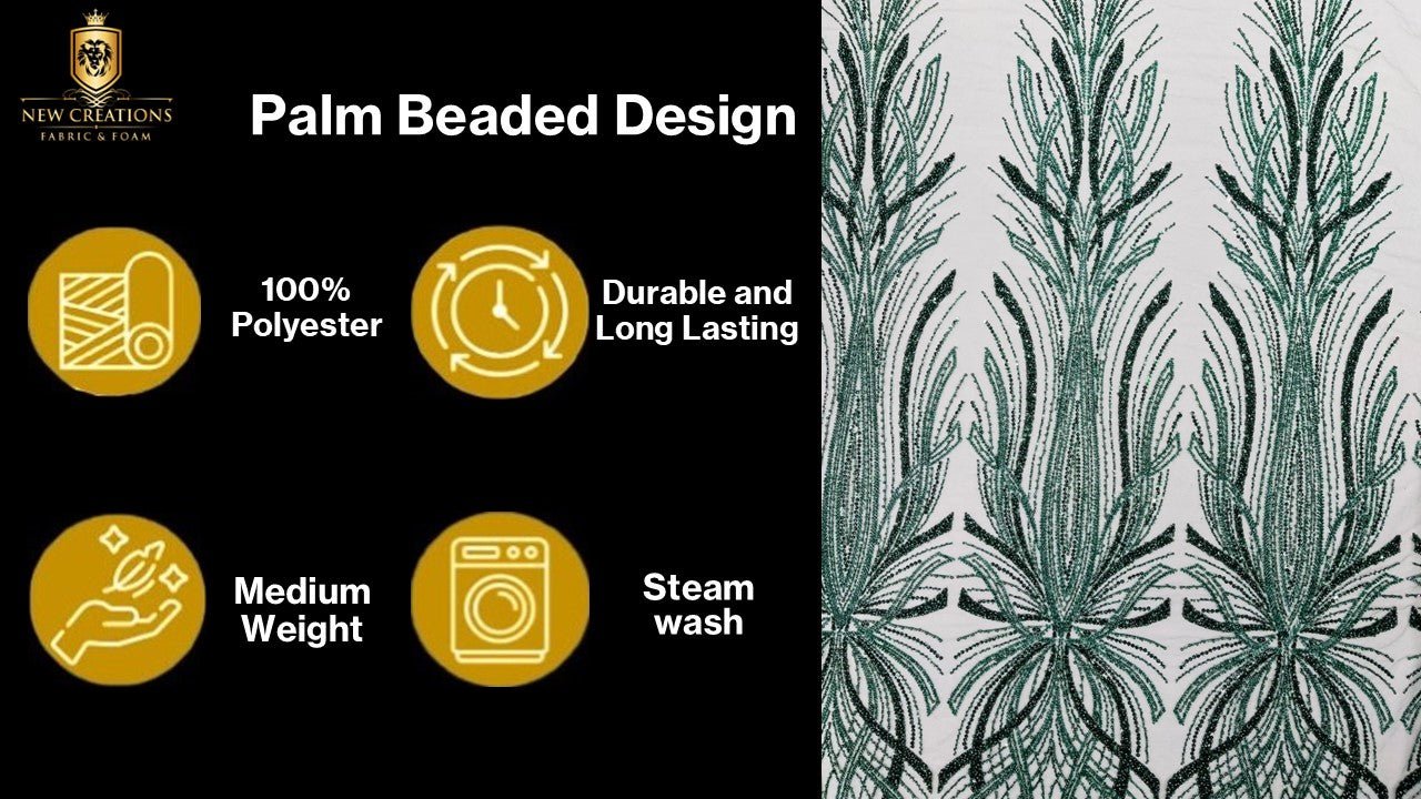 Palm Beaded Damask Design Fabric| New Creations Fabric & Foam Inc. - New Creations Fabric & Foam Inc