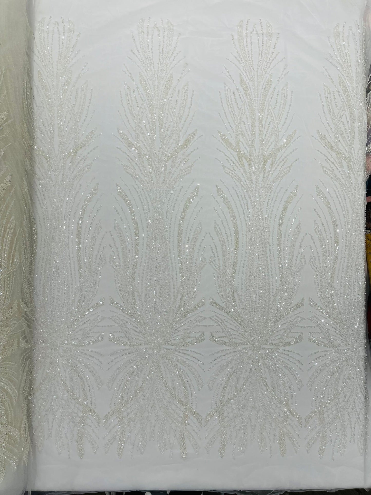 Palm Beaded Damask Design Fabric| New Creations Fabric & Foam Inc. - New Creations Fabric & Foam Inc