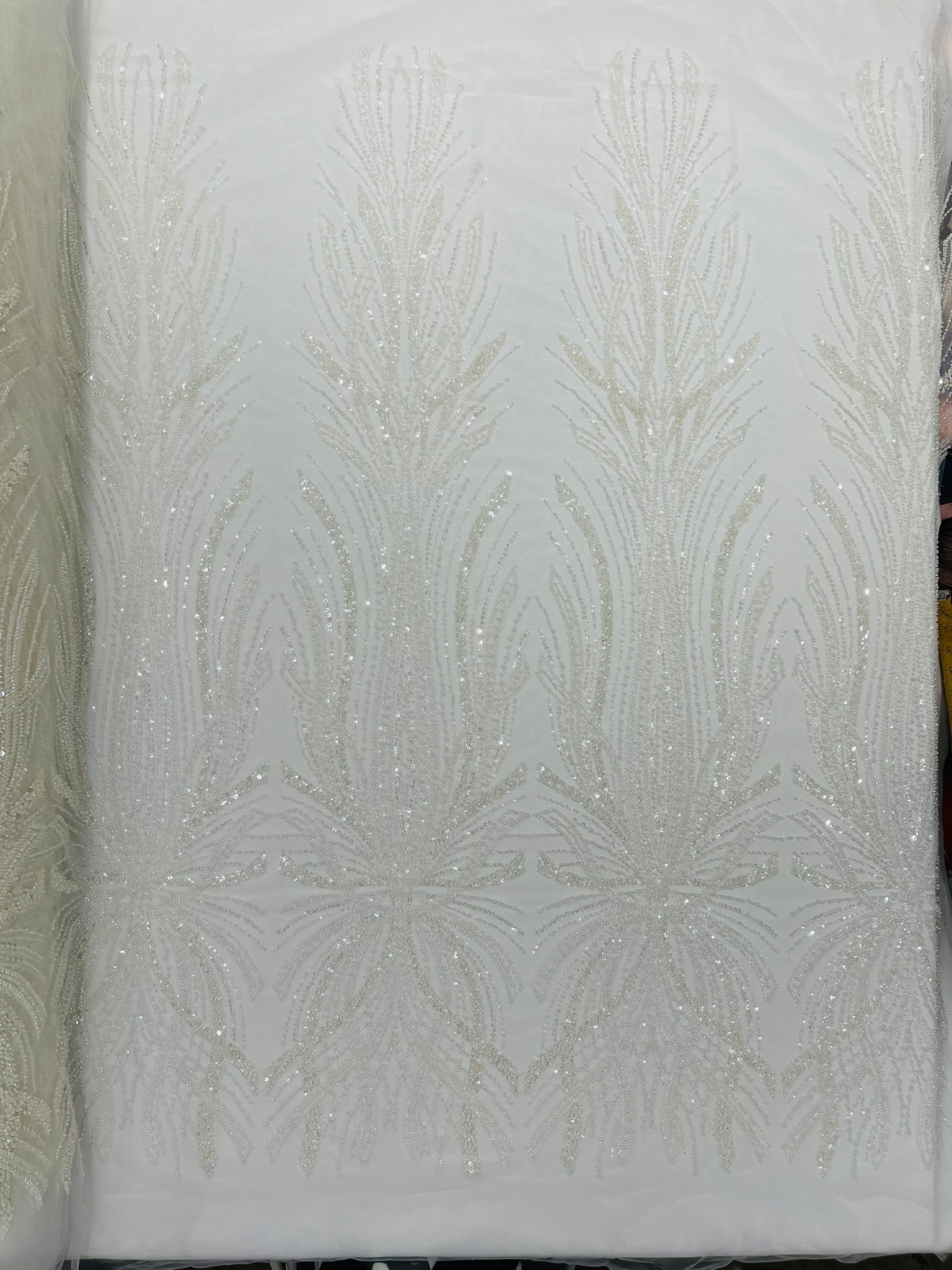 Palm Beaded Damask Design Fabric| New Creations Fabric & Foam Inc. - New Creations Fabric & Foam Inc