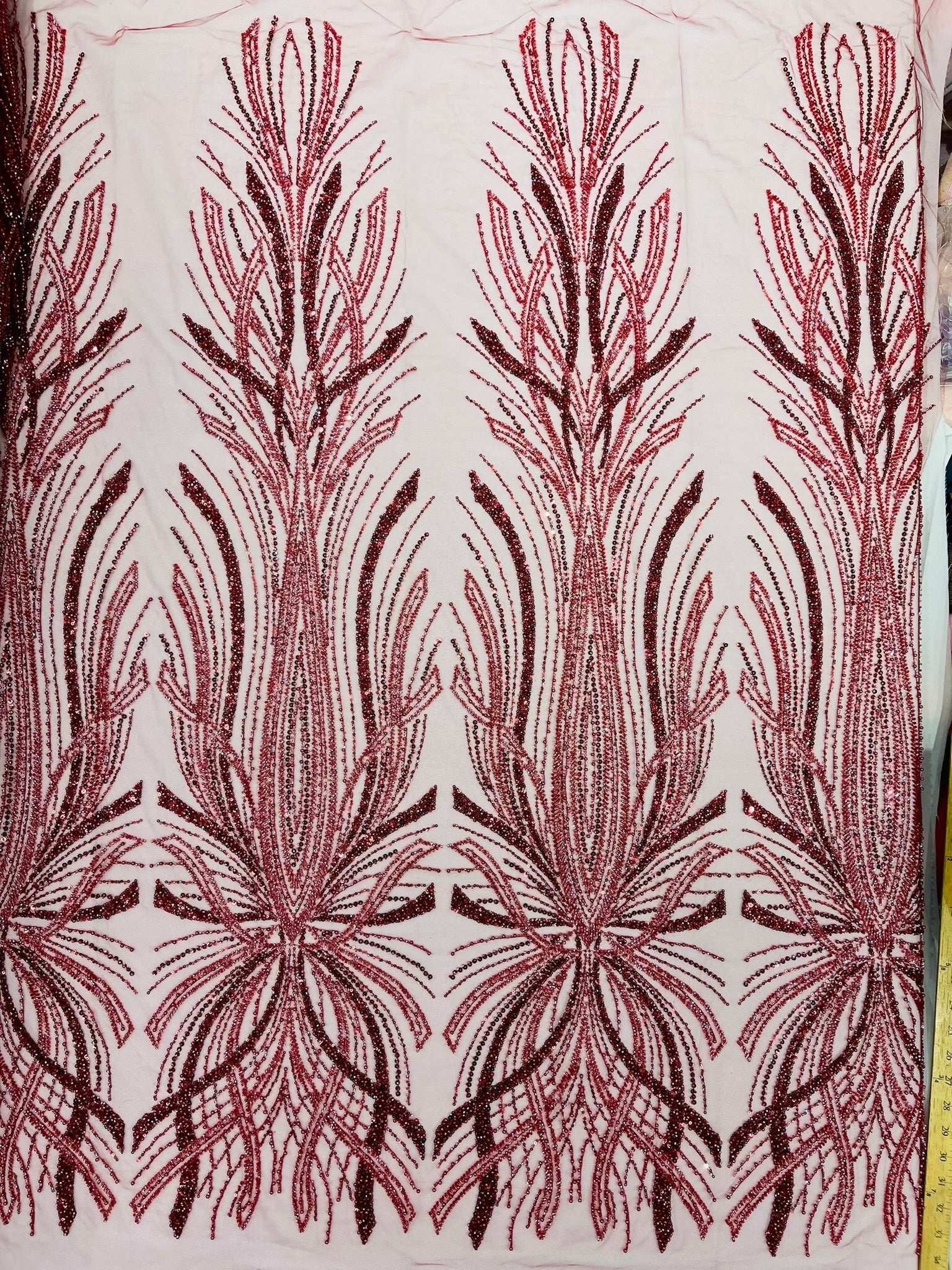 Palm Beaded Damask Design Fabric| New Creations Fabric & Foam Inc. - New Creations Fabric & Foam Inc