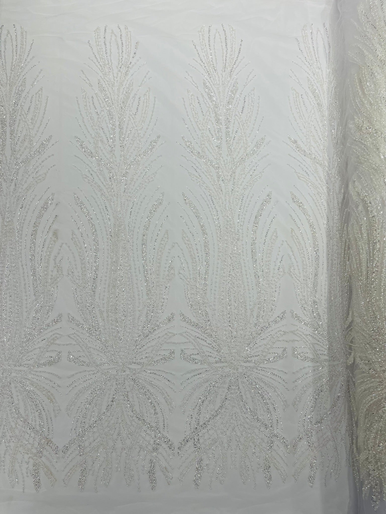 Palm Beaded Damask Design Fabric| New Creations Fabric & Foam Inc. - New Creations Fabric & Foam Inc