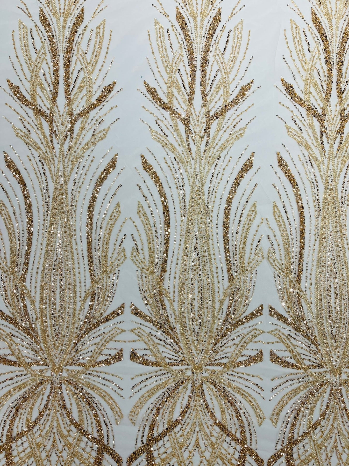 Palm Beaded Damask Design Fabric| New Creations Fabric & Foam Inc. - New Creations Fabric & Foam Inc