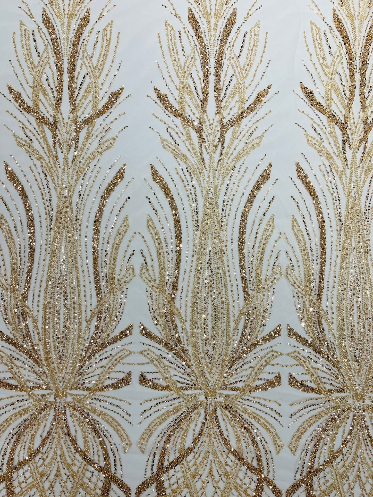 Palm Beaded Damask Design Fabric| New Creations Fabric & Foam Inc. - New Creations Fabric & Foam Inc