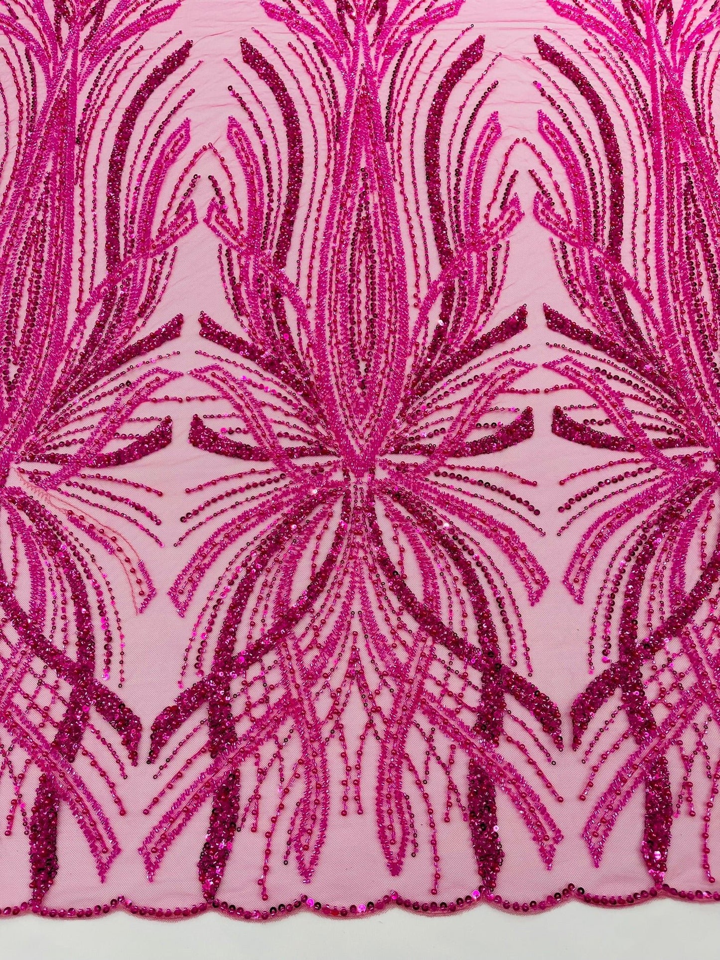 Palm Beaded Damask Design Fabric| New Creations Fabric & Foam Inc. - New Creations Fabric & Foam Inc
