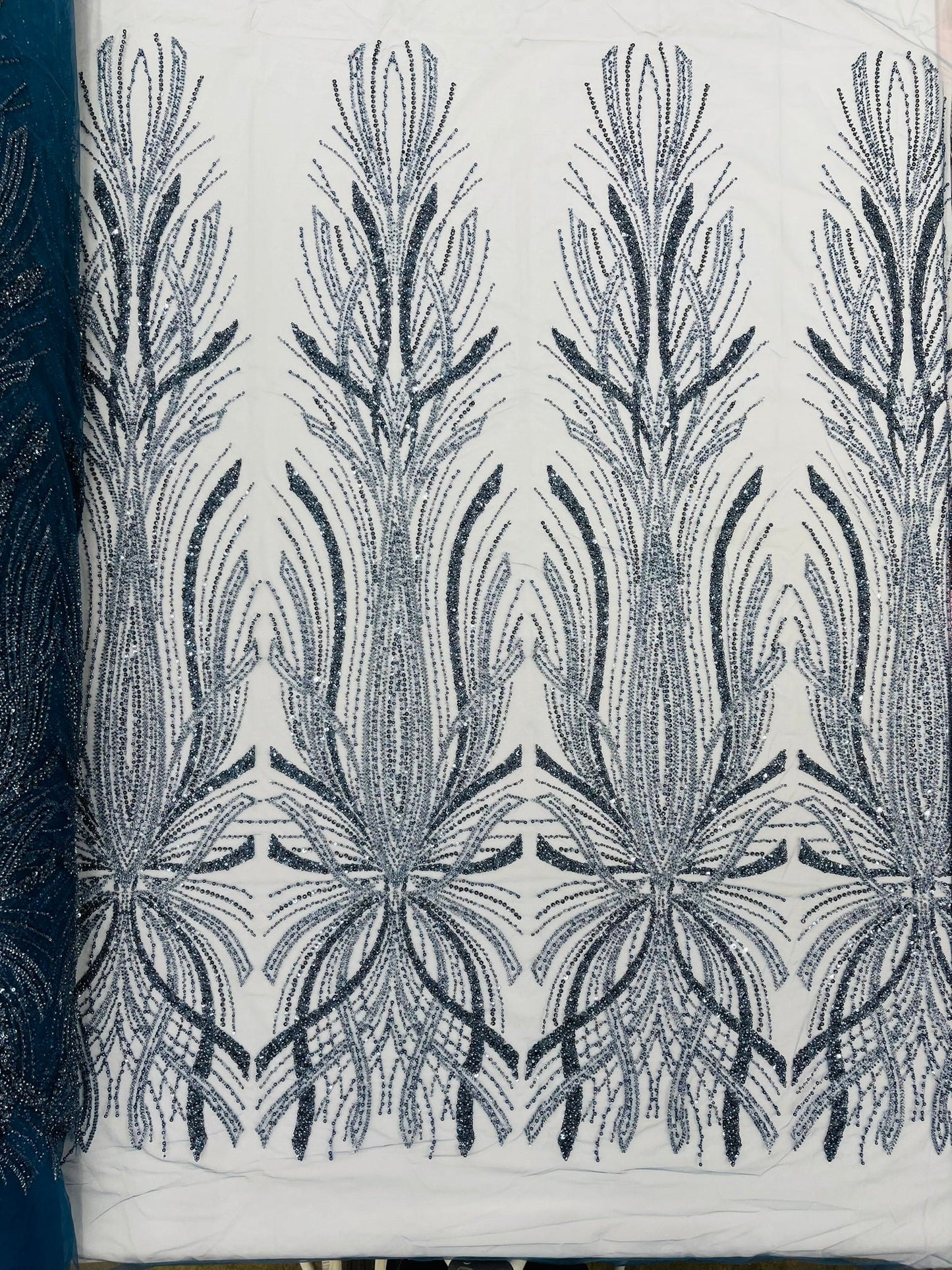 Palm Beaded Damask Design Fabric| New Creations Fabric & Foam Inc. - New Creations Fabric & Foam Inc