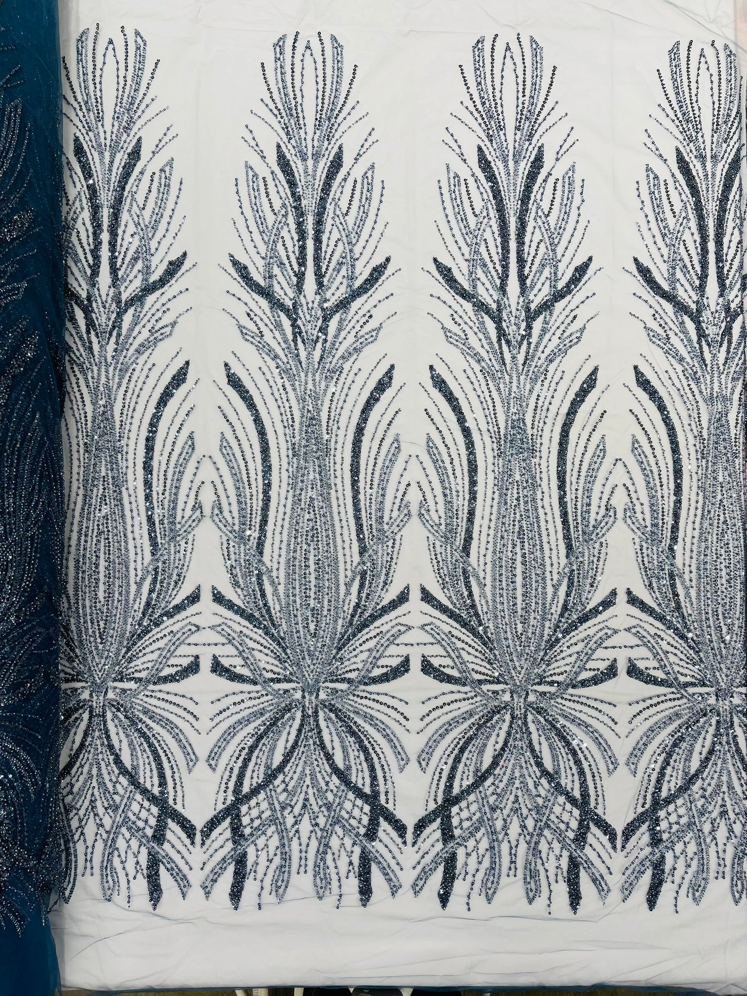 Palm Beaded Damask Design Fabric| New Creations Fabric & Foam Inc. - New Creations Fabric & Foam Inc