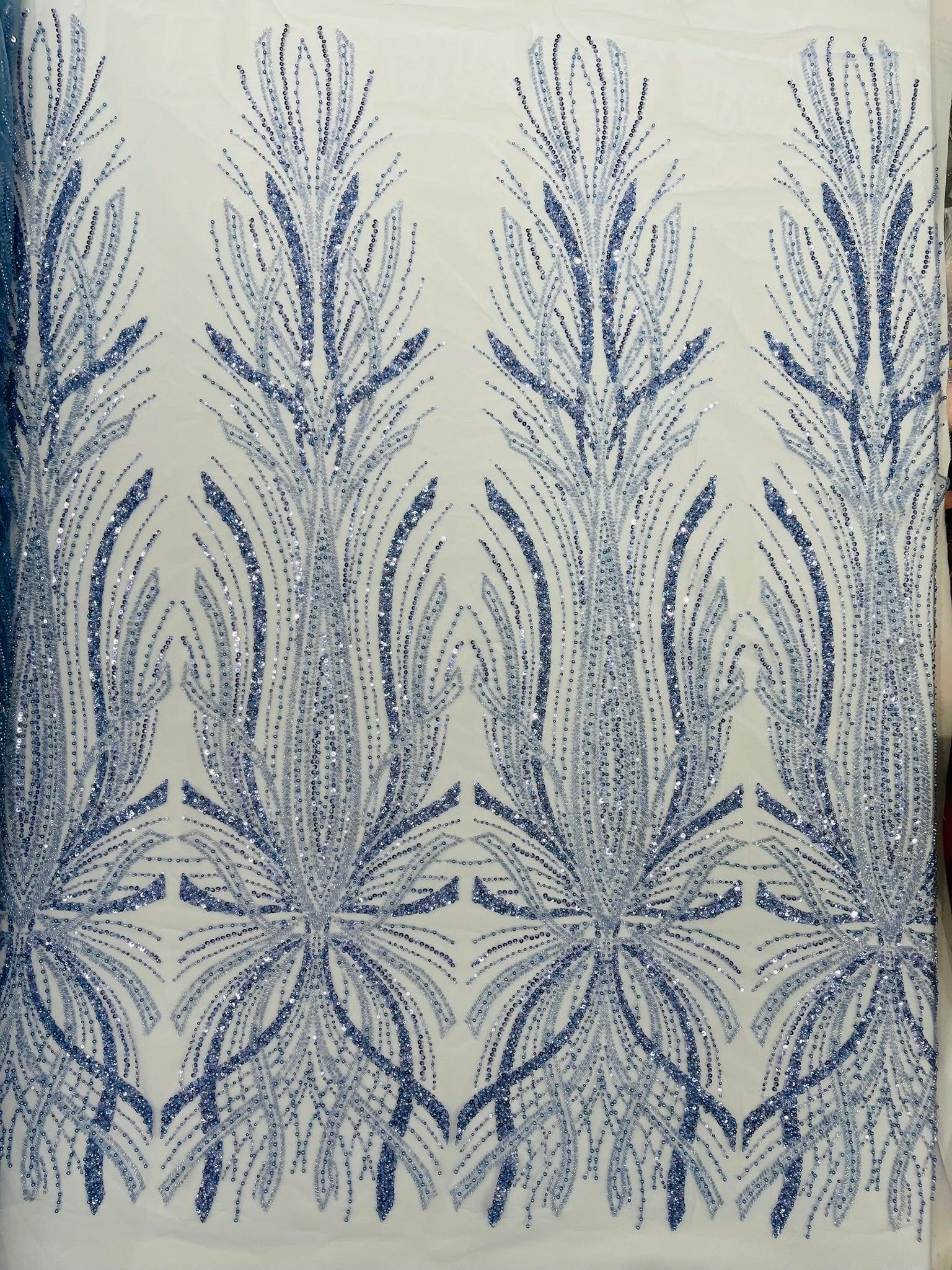 Palm Beaded Damask Design Fabric| New Creations Fabric & Foam Inc. - New Creations Fabric & Foam Inc