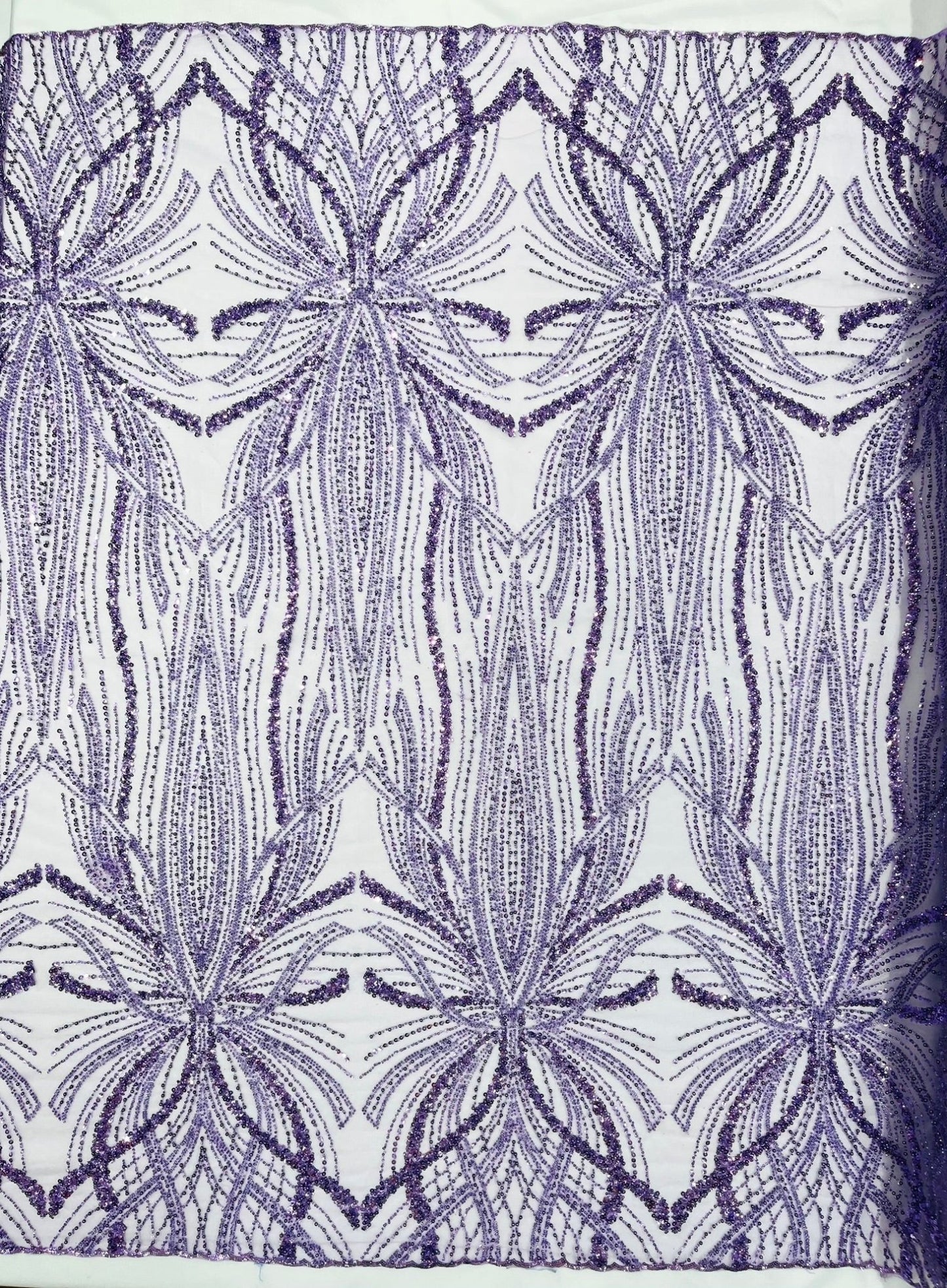 Palm Beaded Lace Fabric| Heavy Embroidered Design on 58" Mesh for Dresses - New Creations Fabric & Foam Inc