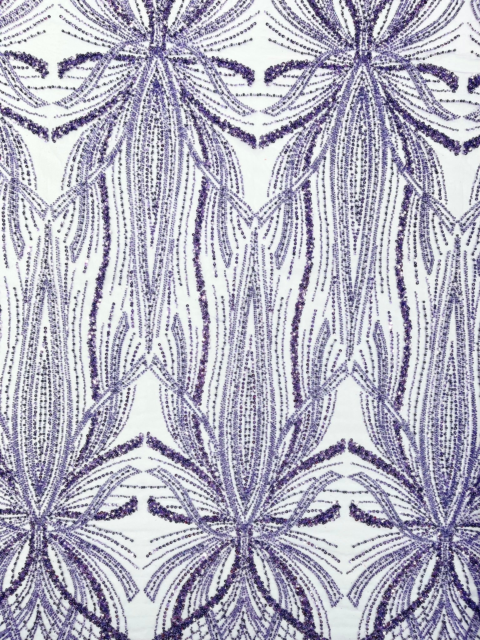 Palm Beaded Lace Fabric| Heavy Embroidered Design on 58" Mesh for Dresses - New Creations Fabric & Foam Inc