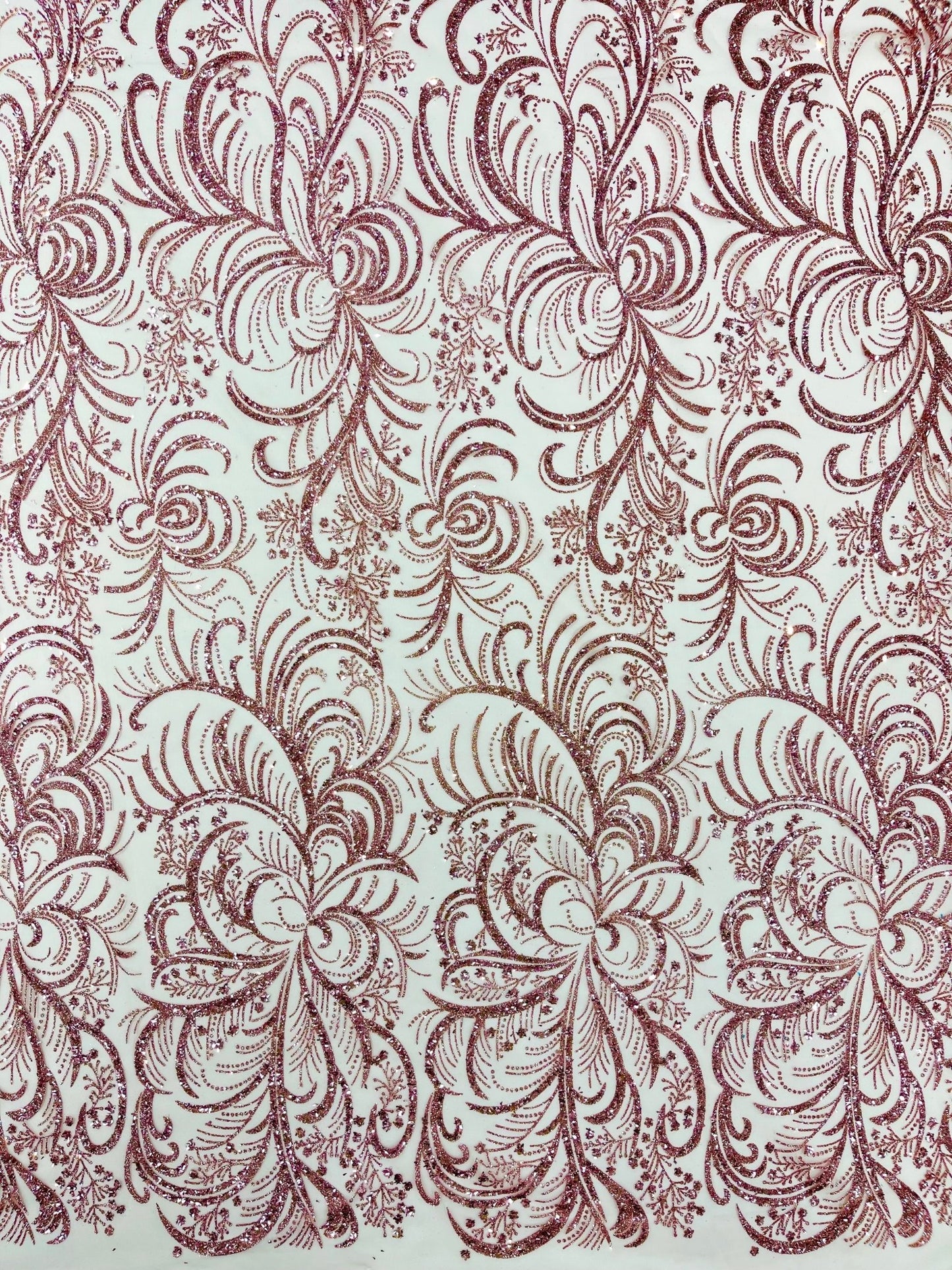 Palm Vine Glitter Design On A Mesh Lace 54" Wide| New Creations Fabric & Foam Inc. - New Creations Fabric & Foam Inc