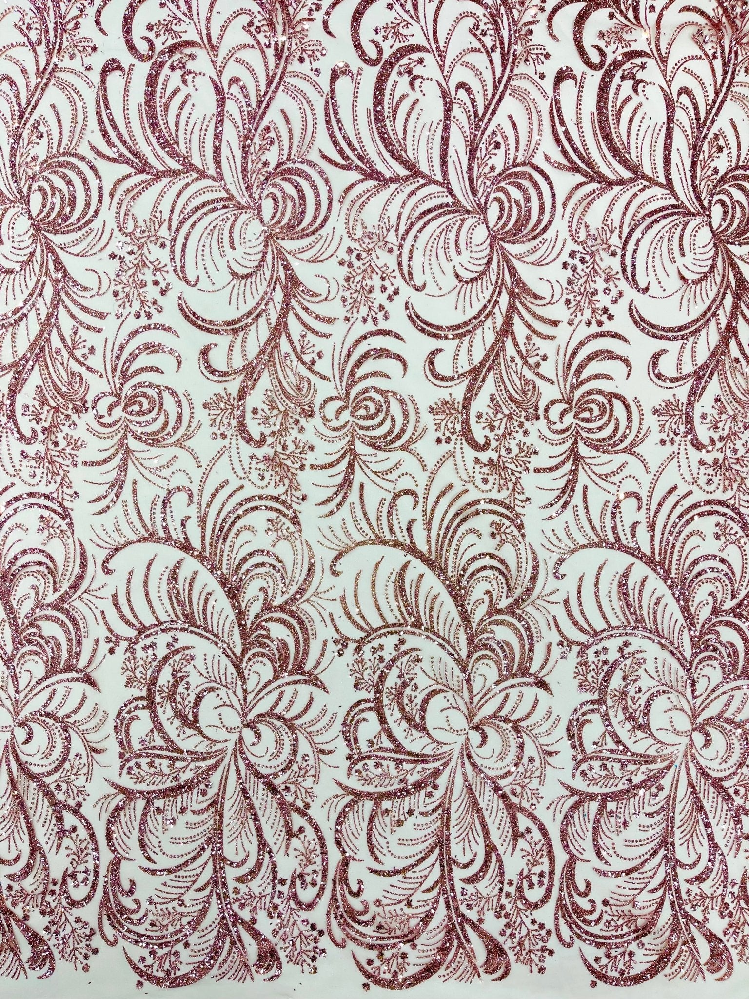 Palm Vine Glitter Design On A Mesh Lace 54" Wide| New Creations Fabric & Foam Inc. - New Creations Fabric & Foam Inc