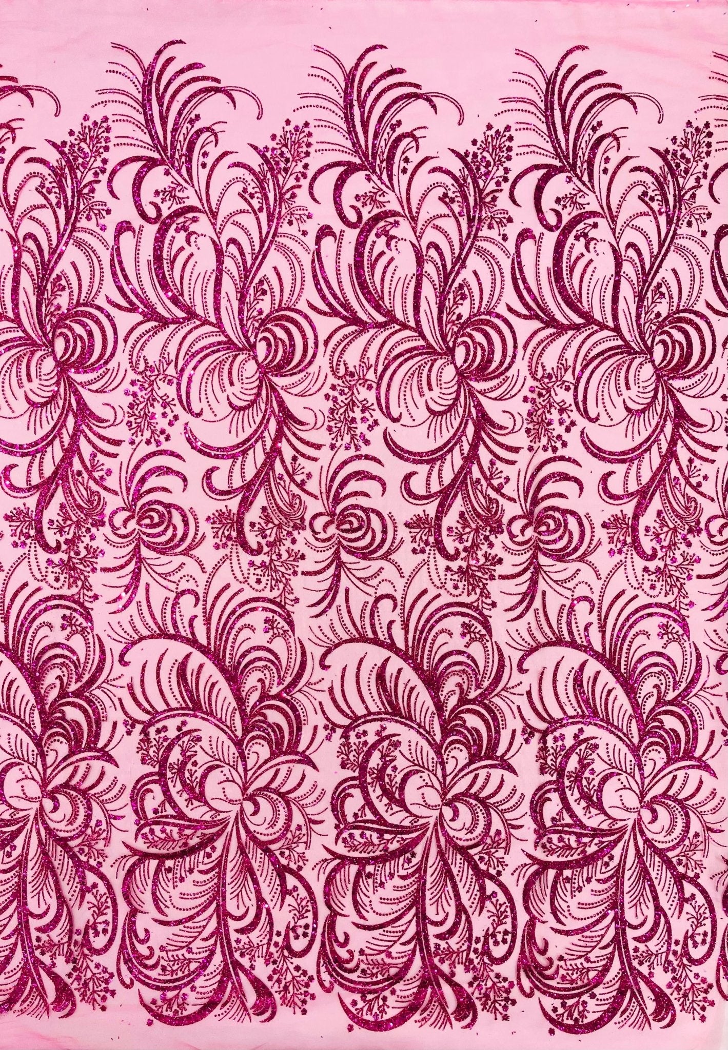 Palm Vine Glitter Design On A Mesh Lace 54" Wide| New Creations Fabric & Foam Inc. - New Creations Fabric & Foam Inc