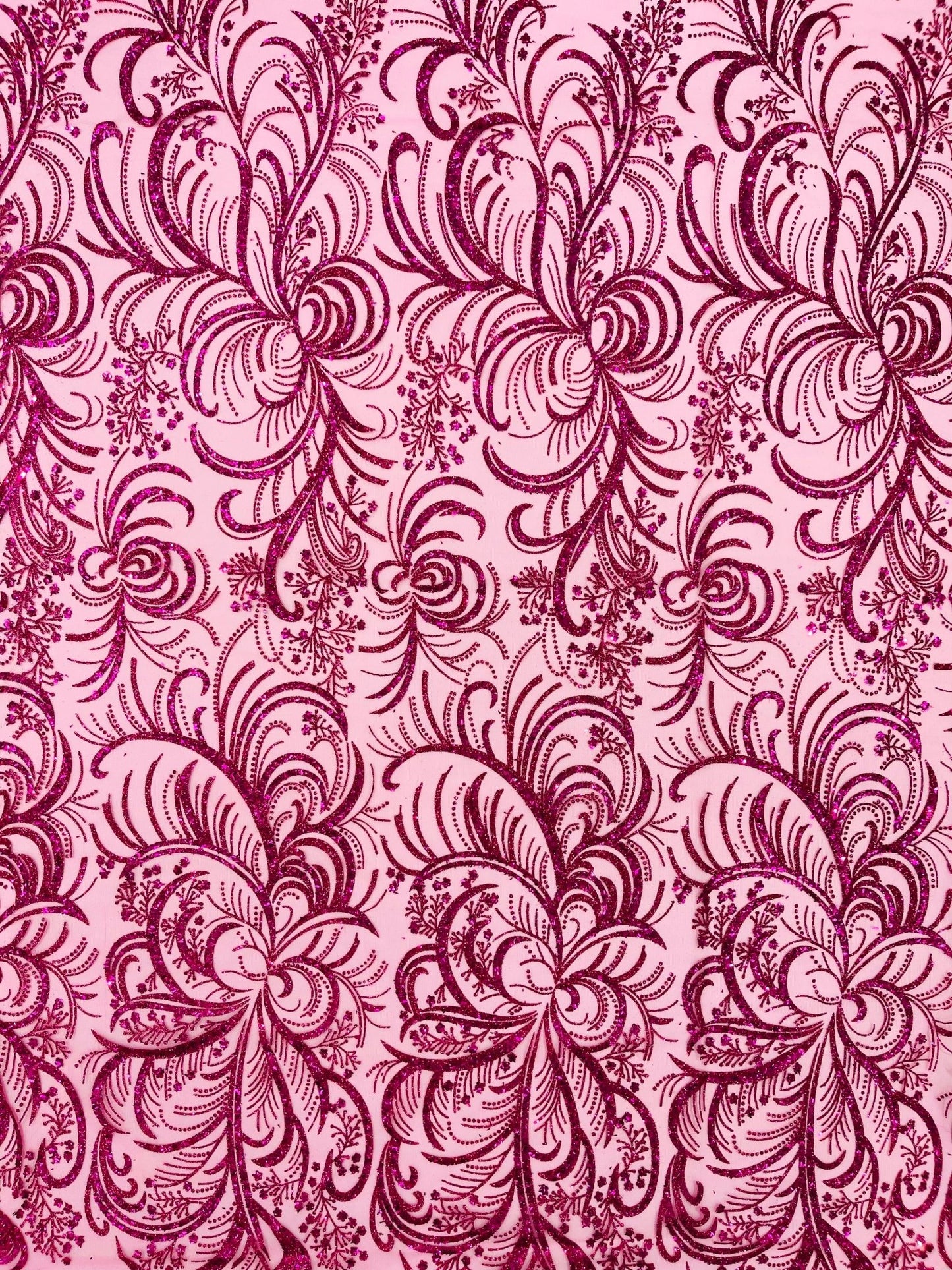 Palm Vine Glitter Design On A Mesh Lace 54" Wide| New Creations Fabric & Foam Inc. - New Creations Fabric & Foam Inc