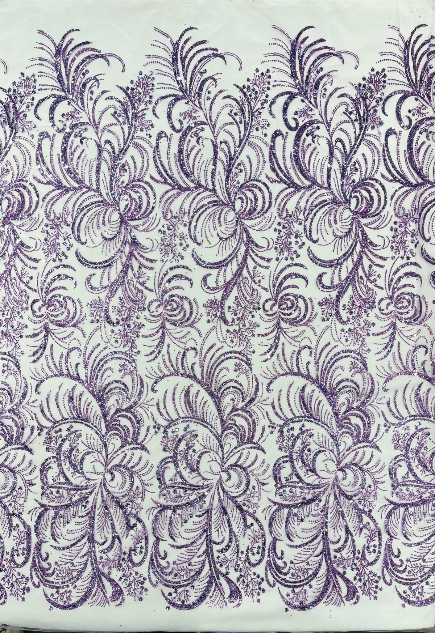Palm Vine Glitter Design On A Mesh Lace 54" Wide| New Creations Fabric & Foam Inc. - New Creations Fabric & Foam Inc