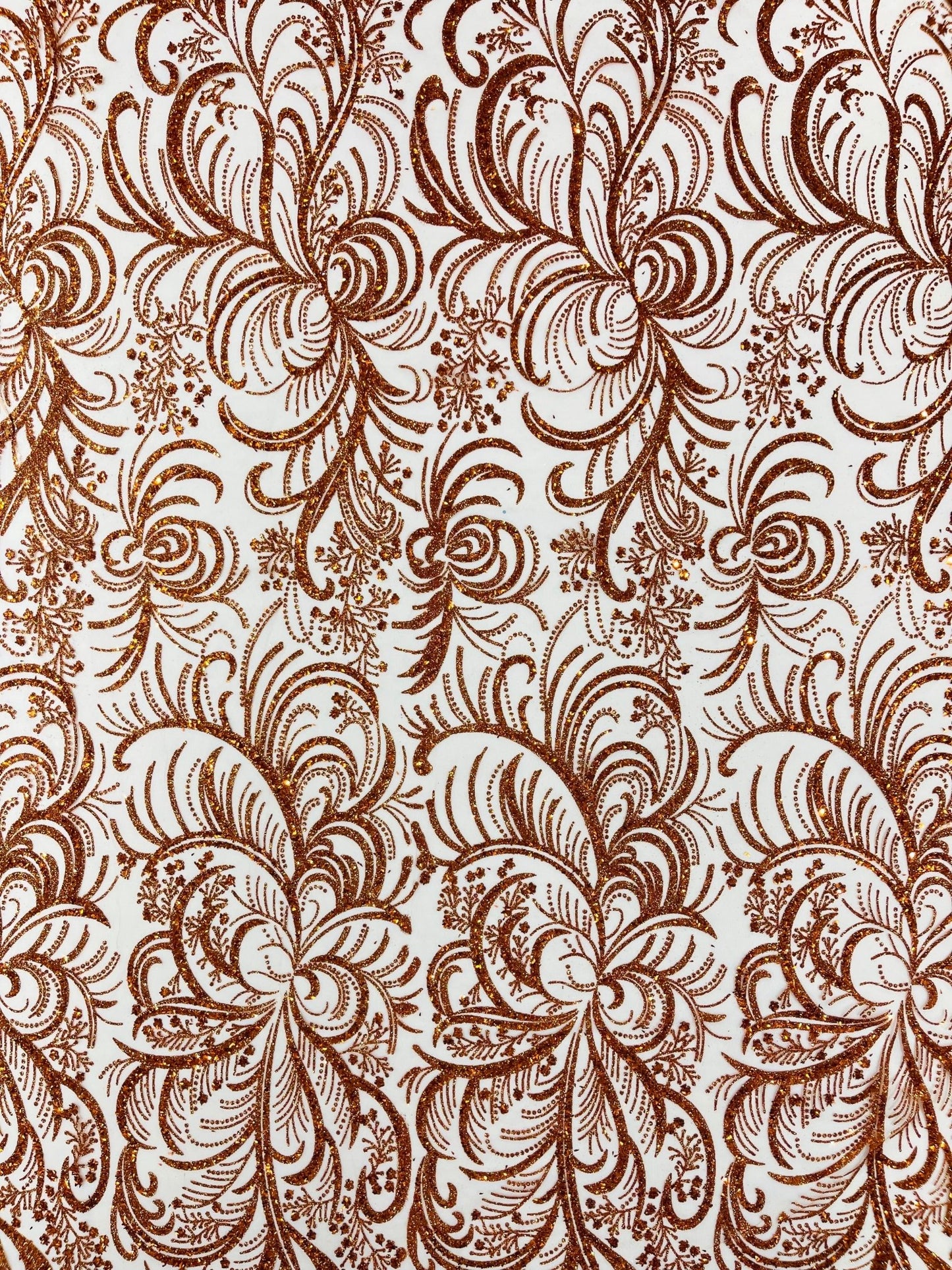 Palm Vine Glitter Design On A Mesh Lace 54" Wide| New Creations Fabric & Foam Inc. - New Creations Fabric & Foam Inc