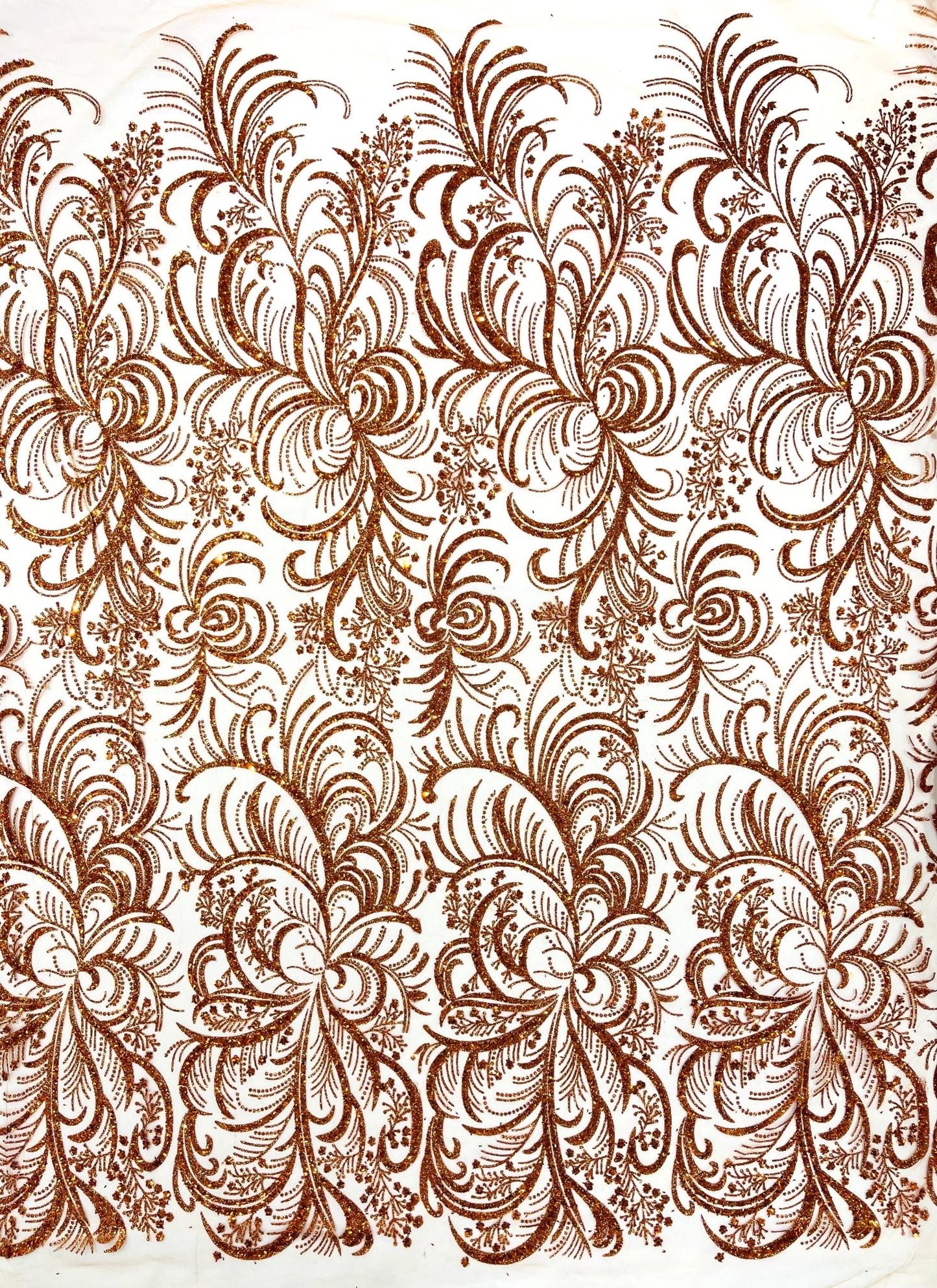 Palm Vine Glitter Design On A Mesh Lace 54" Wide| New Creations Fabric & Foam Inc. - New Creations Fabric & Foam Inc
