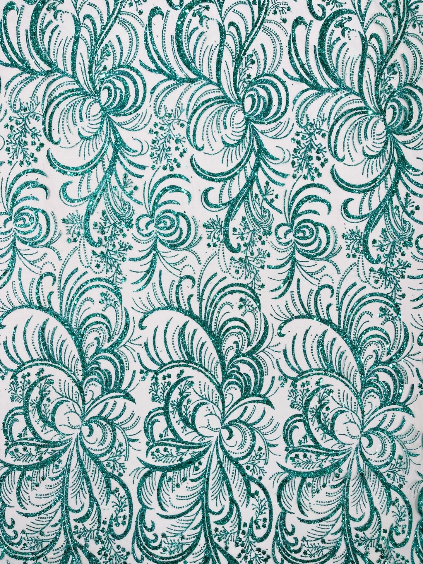 Palm Vine Glitter Design On A Mesh Lace 54" Wide| New Creations Fabric & Foam Inc. - New Creations Fabric & Foam Inc