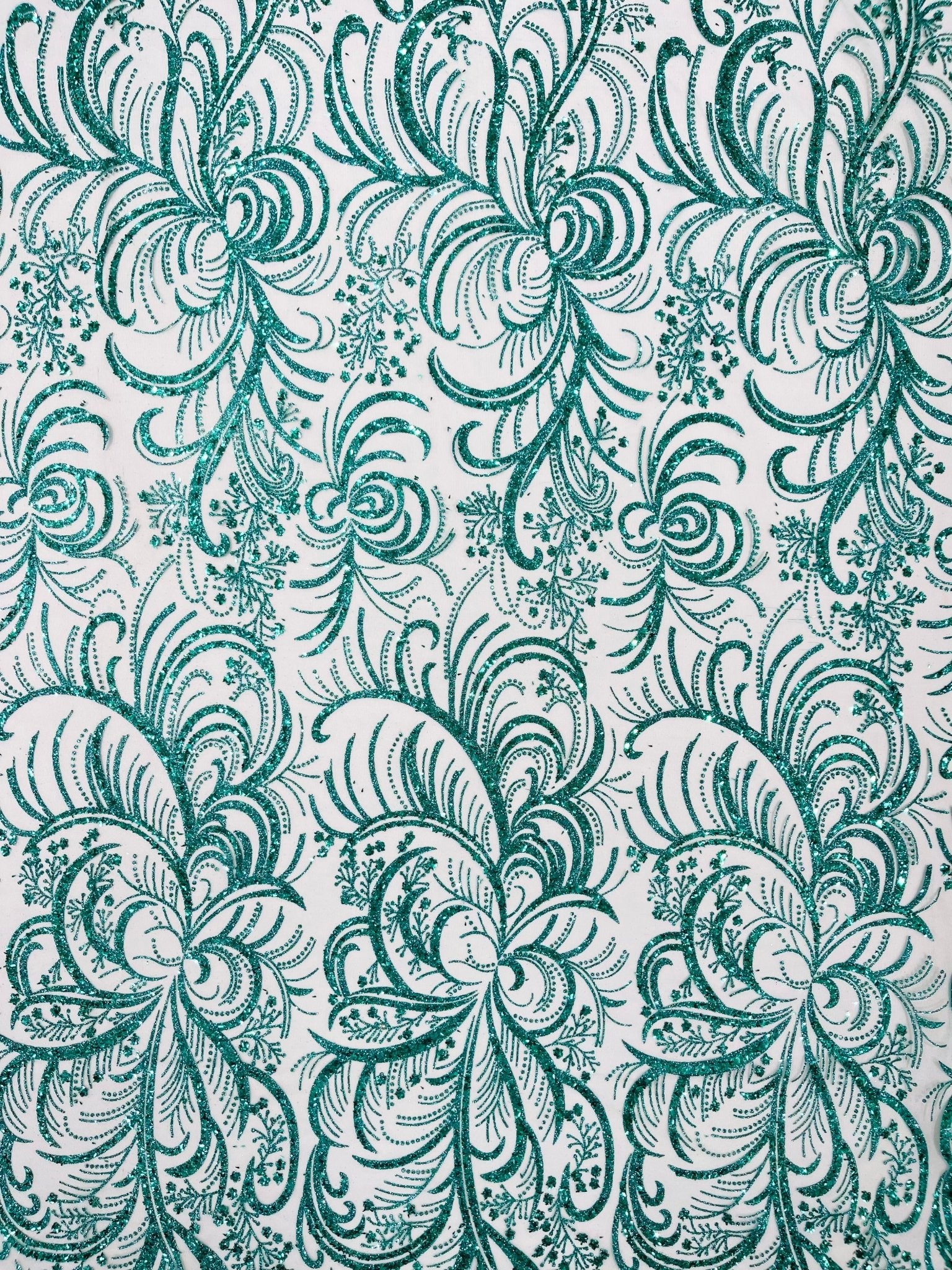 Palm Vine Glitter Design On A Mesh Lace 54" Wide| New Creations Fabric & Foam Inc. - New Creations Fabric & Foam Inc