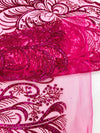 Palm Vine Glitter Design On A Mesh Lace 54" Wide| New Creations Fabric & Foam Inc. - New Creations Fabric & Foam Inc