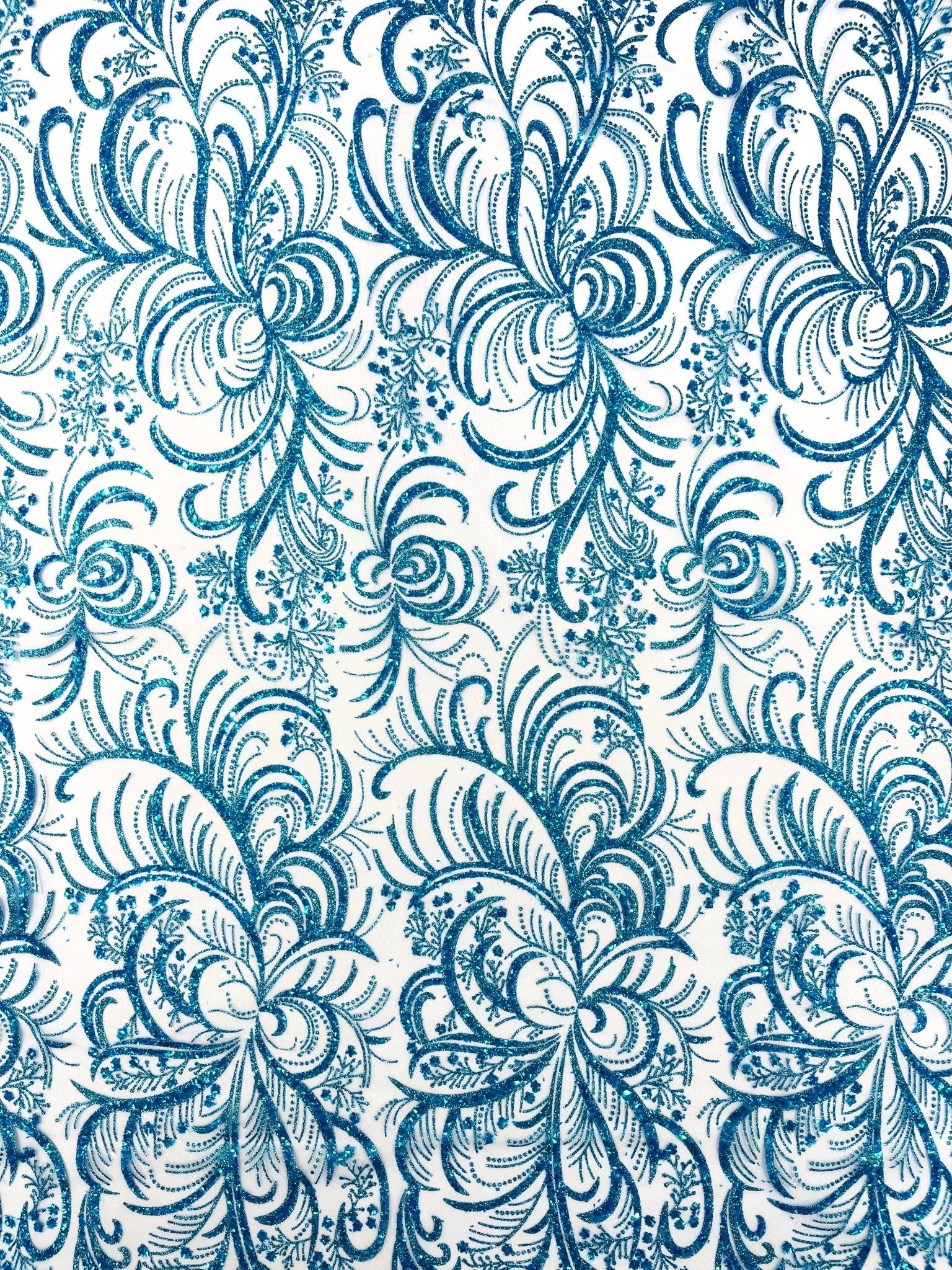 Palm Vine Glitter Design On A Mesh Lace 54" Wide| New Creations Fabric & Foam Inc. - New Creations Fabric & Foam Inc