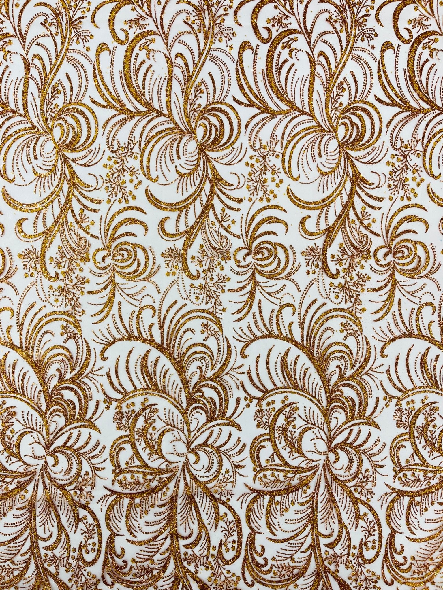 Palm Vine Glitter Design On A Mesh Lace 54" Wide| New Creations Fabric & Foam Inc. - New Creations Fabric & Foam Inc