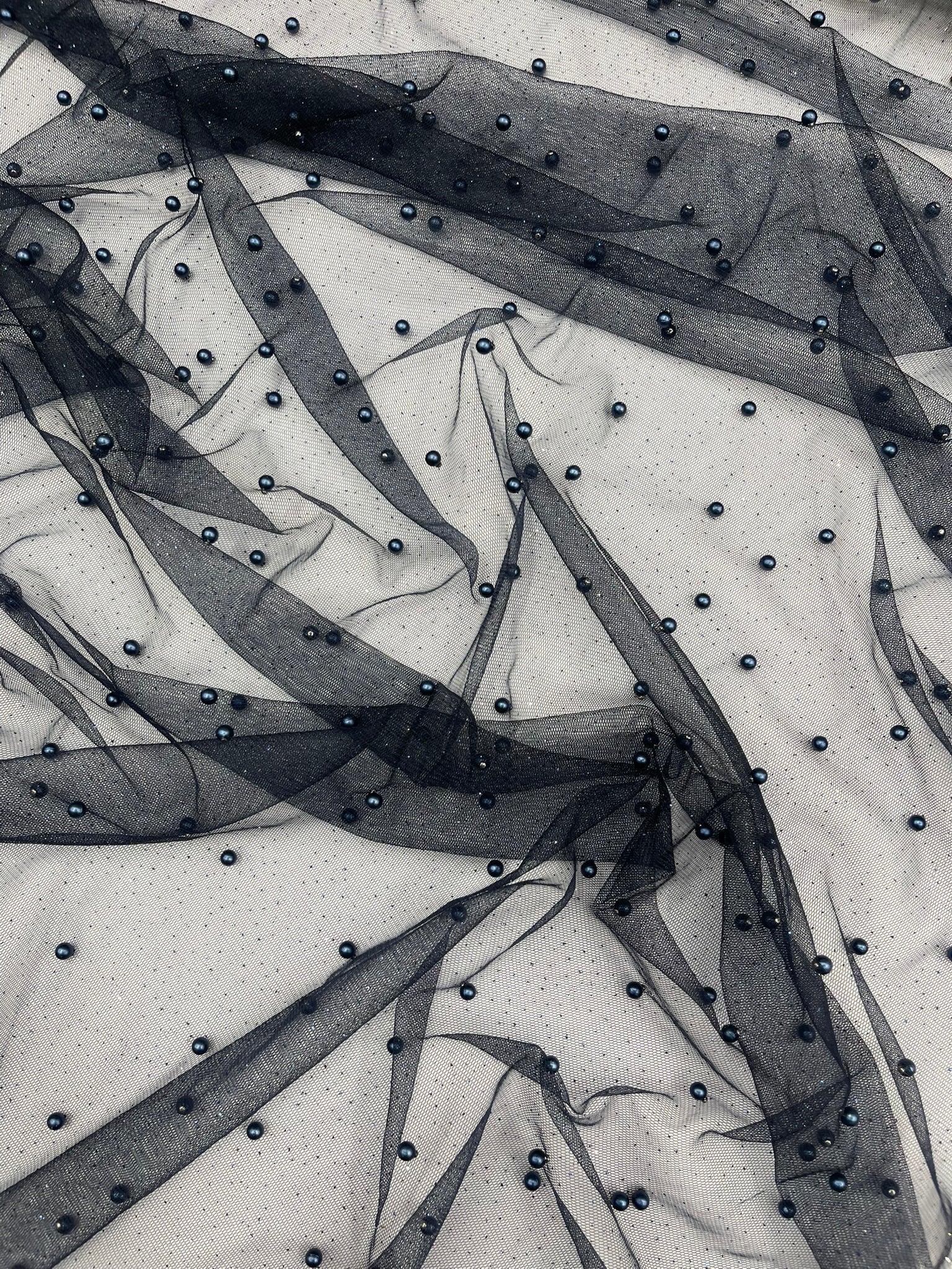 Pearl Glitter Studded Mesh Fabric| New Creations Fabric & Foam Inc. - New Creations Fabric & Foam Inc