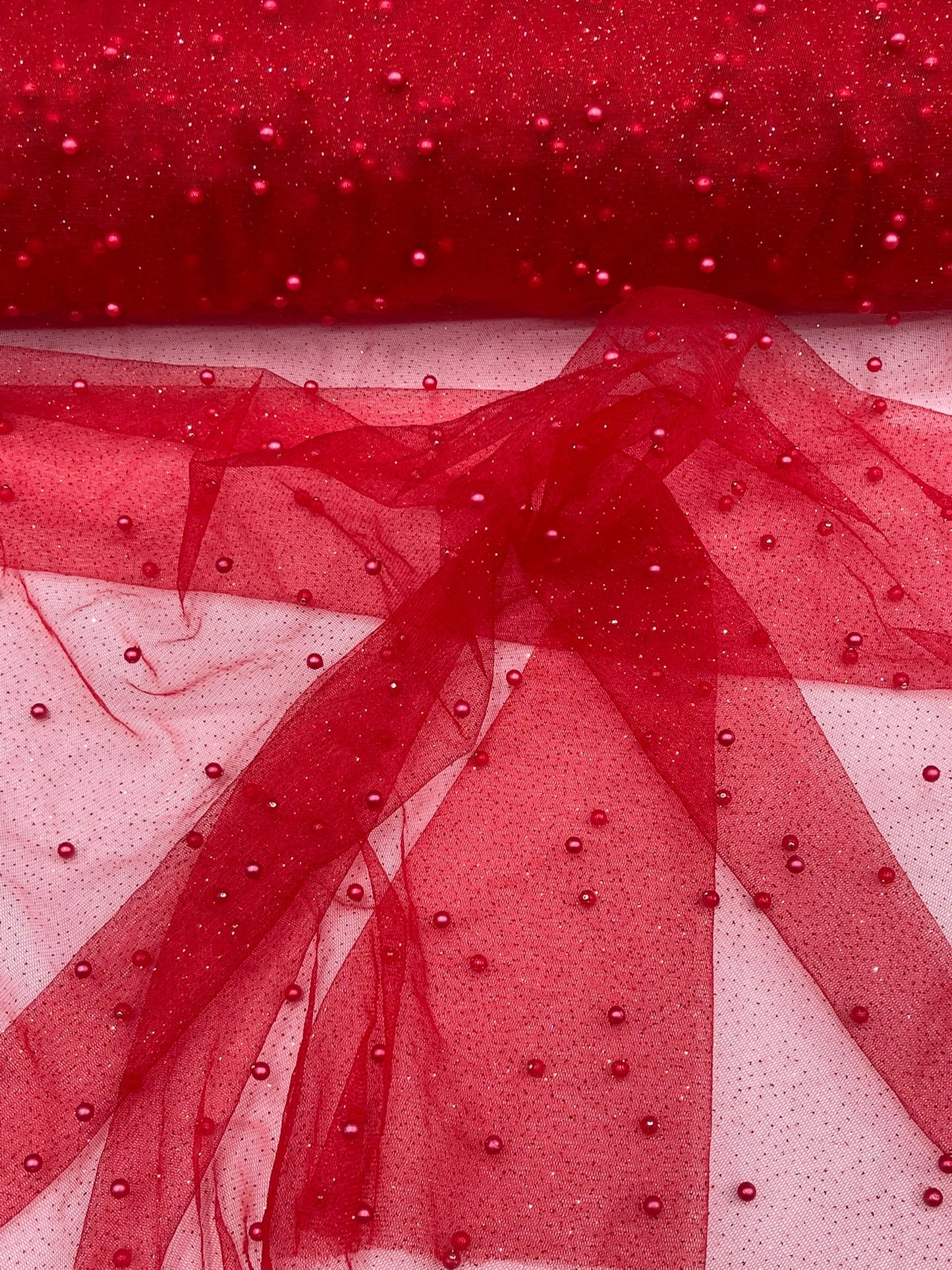 Pearl Glitter Studded Mesh Fabric| New Creations Fabric & Foam Inc. - New Creations Fabric & Foam Inc