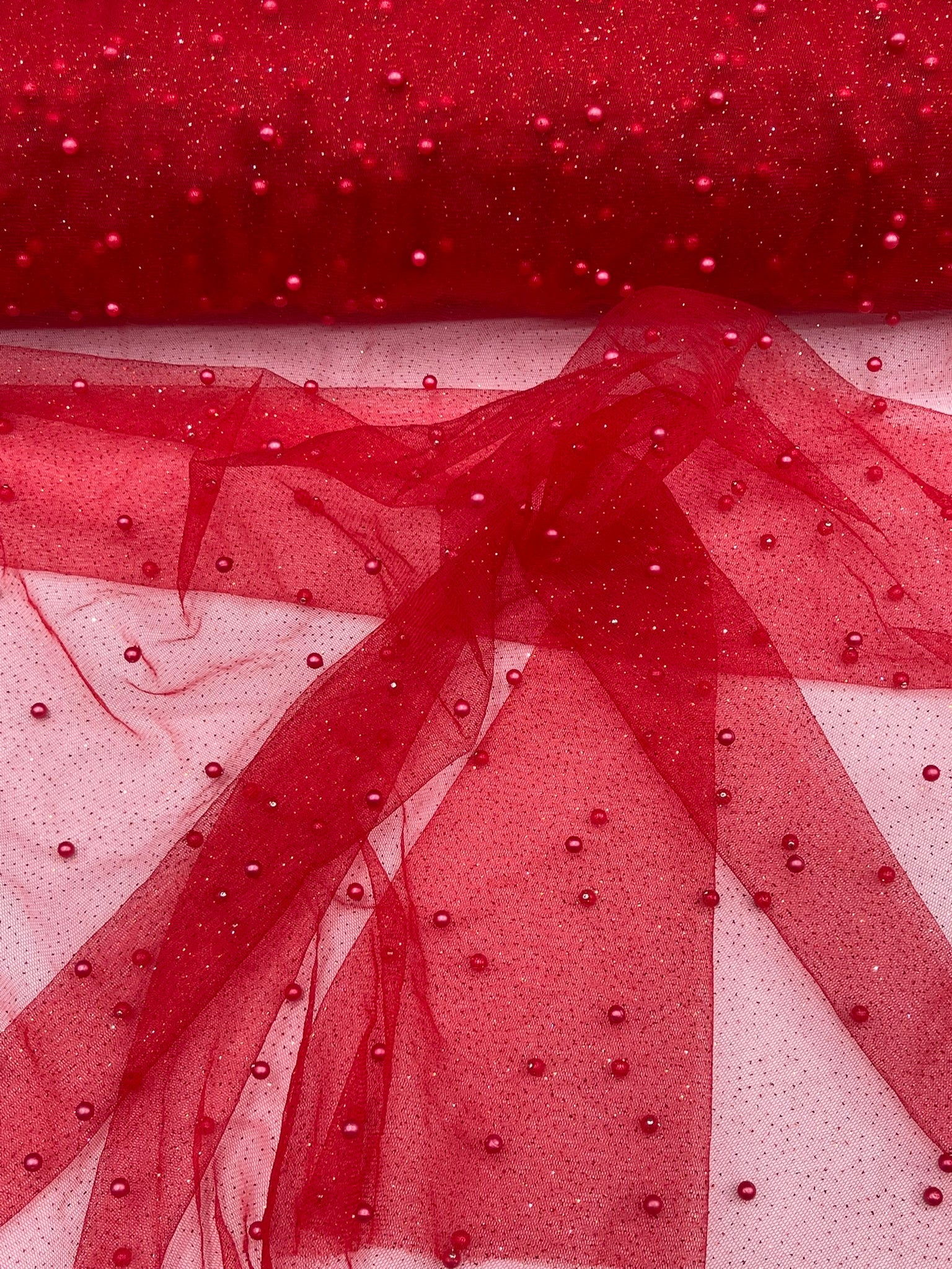 Pearl Glitter Studded Mesh Fabric| New Creations Fabric & Foam Inc. - New Creations Fabric & Foam Inc