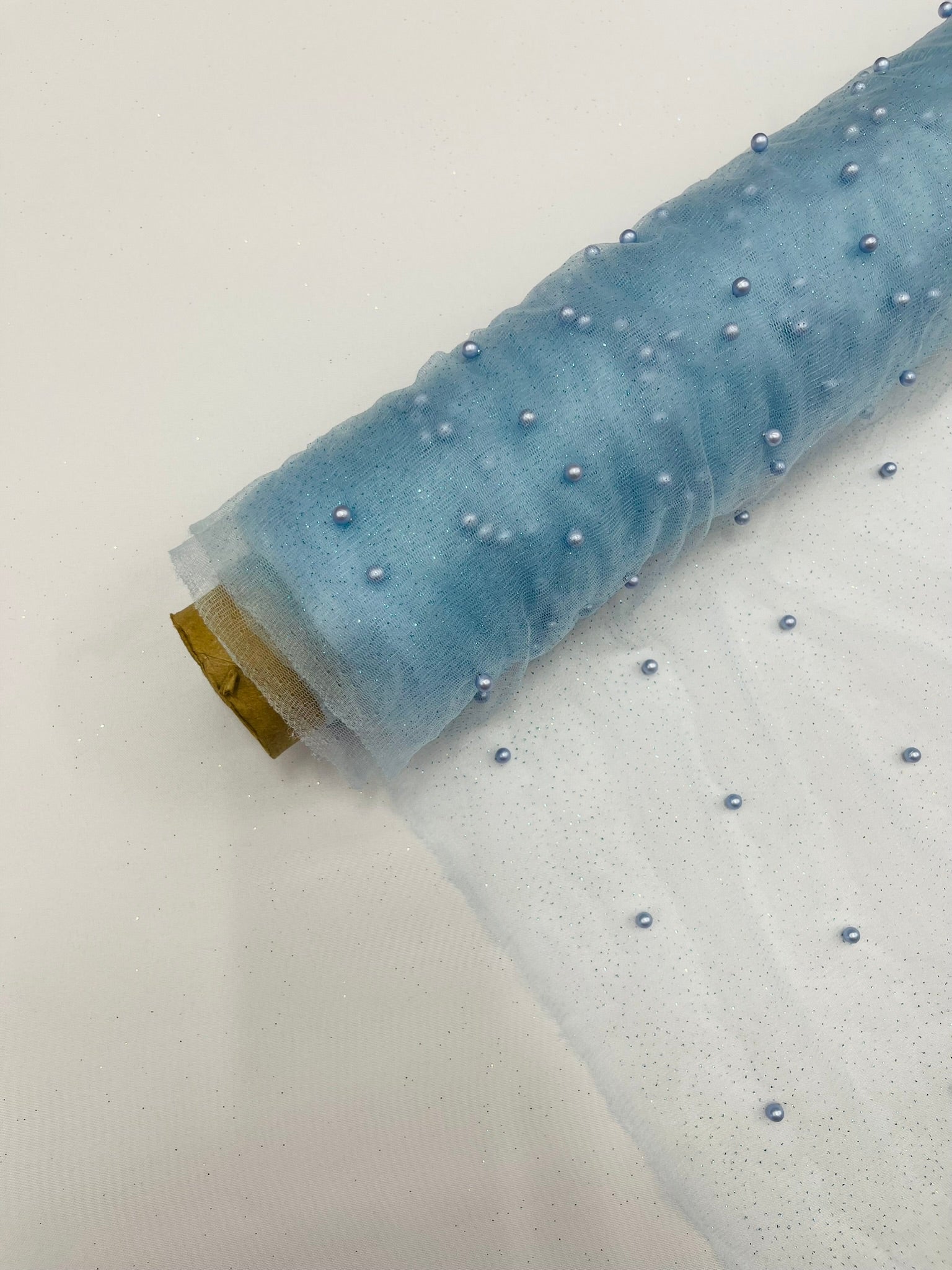Pearl Glitter Studded Mesh Fabric| New Creations Fabric & Foam Inc. - New Creations Fabric & Foam Inc