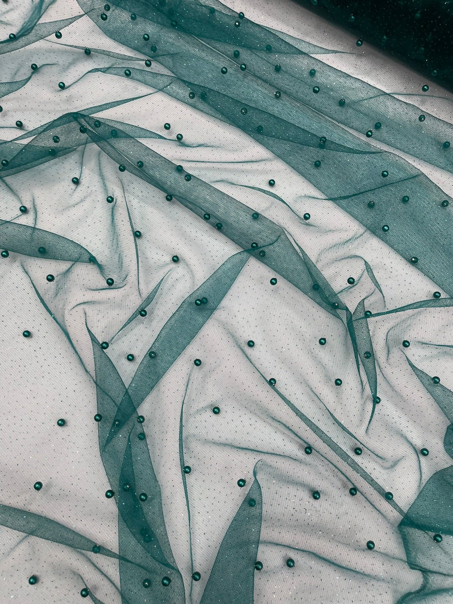 Pearl Glitter Studded Mesh Fabric| New Creations Fabric & Foam Inc. - New Creations Fabric & Foam Inc