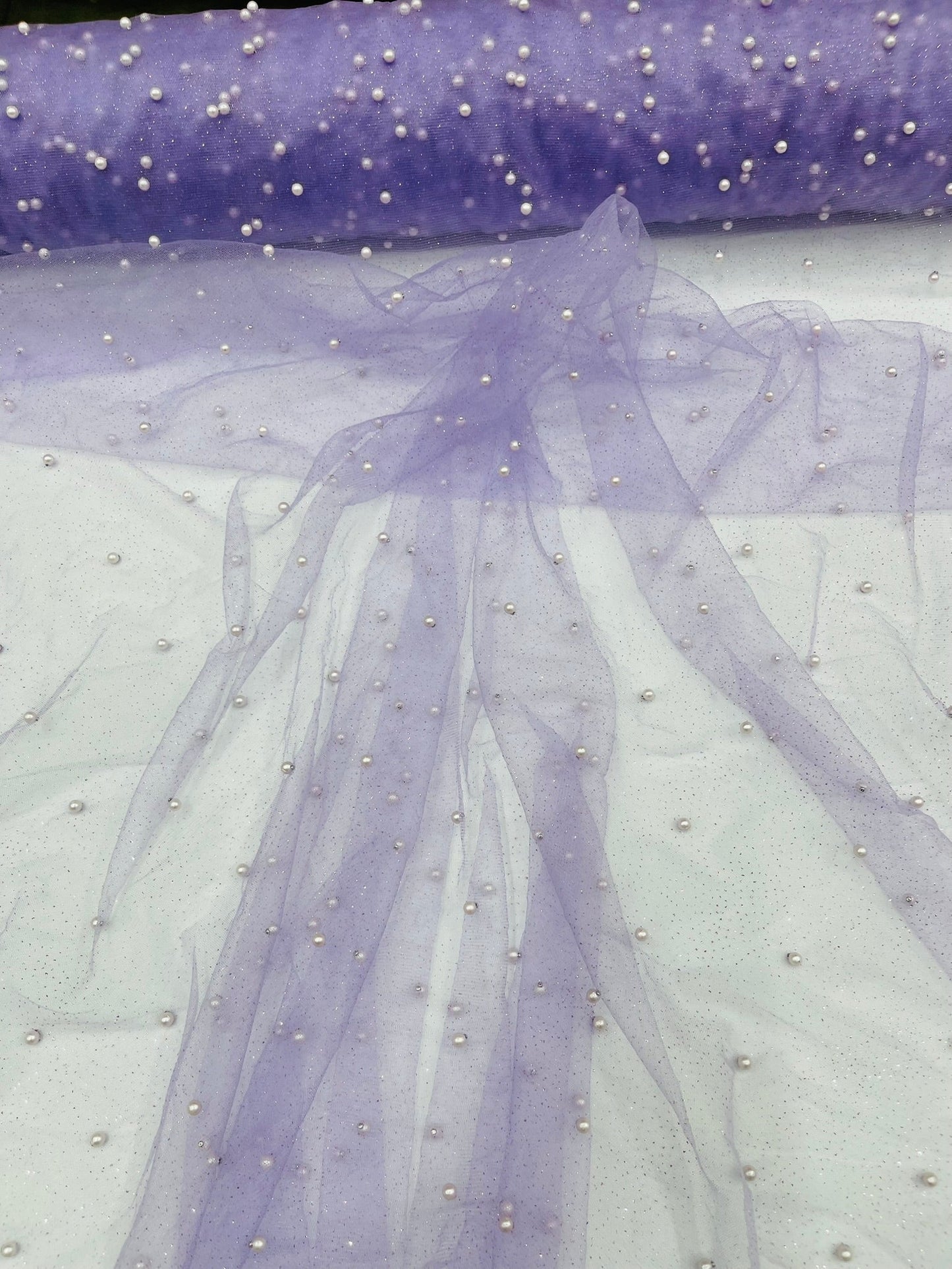 Pearl Glitter Studded Mesh Fabric| New Creations Fabric & Foam Inc. - New Creations Fabric & Foam Inc