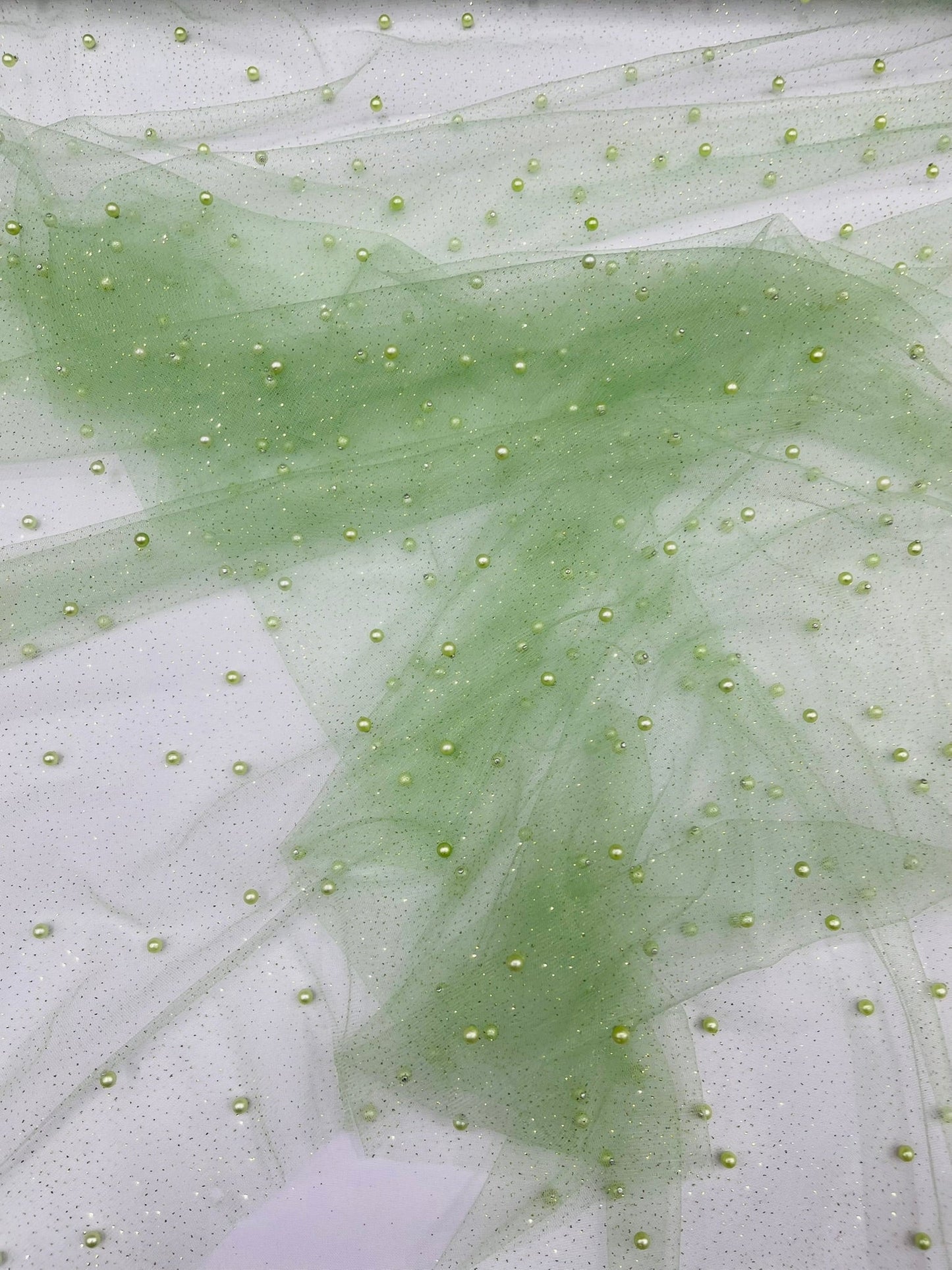 Pearl Glitter Studded Mesh Fabric| New Creations Fabric & Foam Inc. - New Creations Fabric & Foam Inc