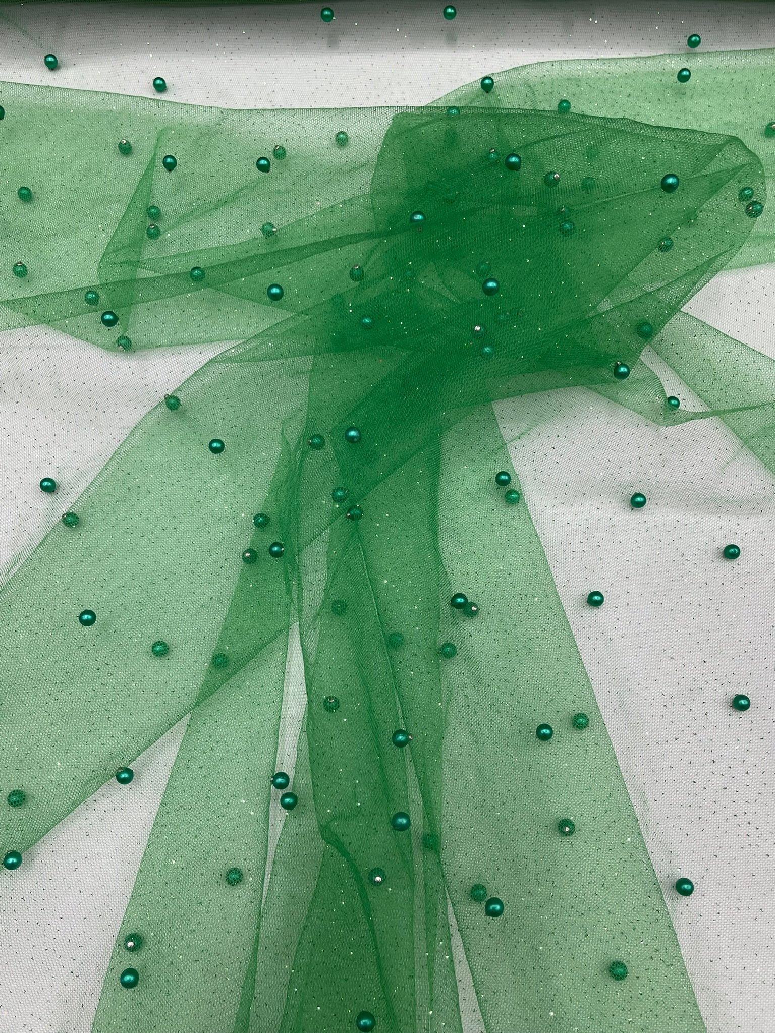 Pearl Glitter Studded Mesh Fabric| New Creations Fabric & Foam Inc. - New Creations Fabric & Foam Inc