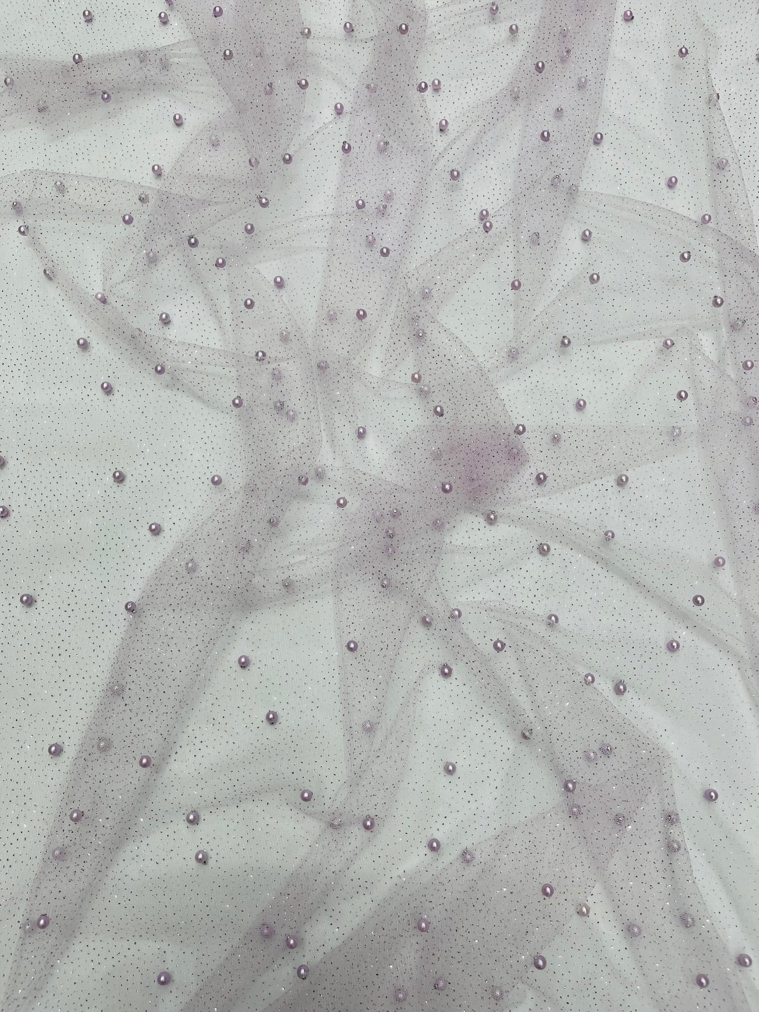 Pearl Glitter Studded Mesh Fabric| New Creations Fabric & Foam Inc. - New Creations Fabric & Foam Inc