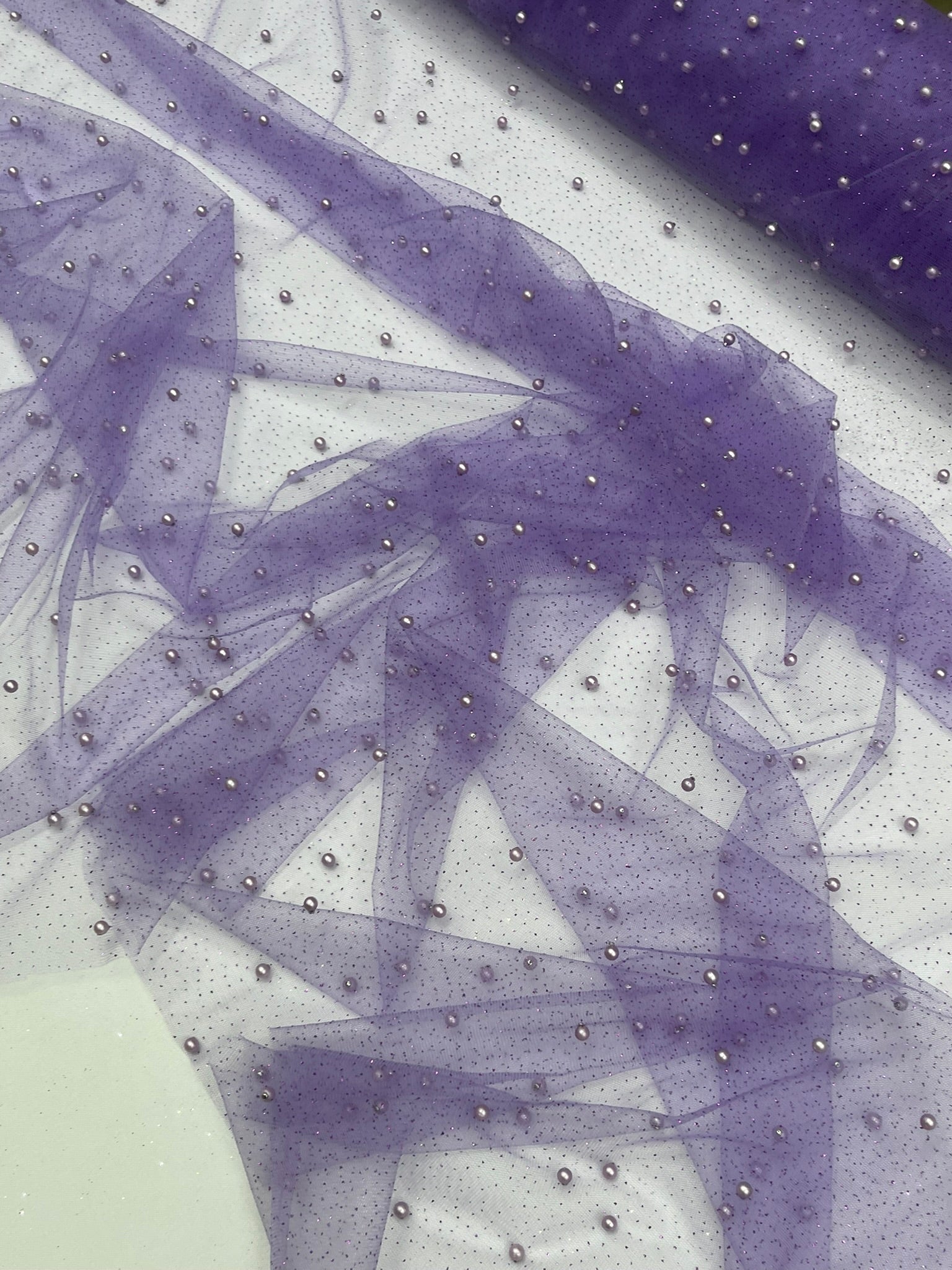 Pearl Glitter Studded Mesh Fabric| New Creations Fabric & Foam Inc. - New Creations Fabric & Foam Inc