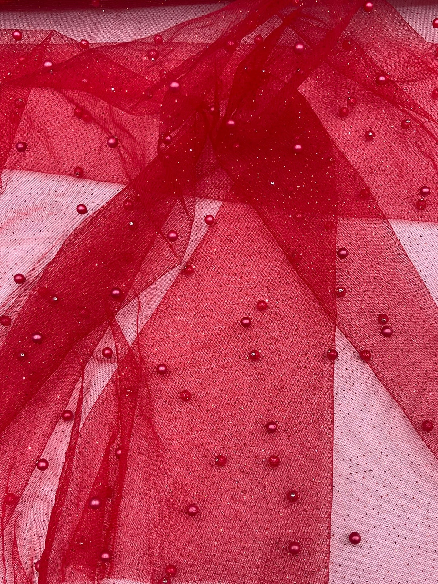 Pearl Glitter Studded Mesh Fabric| New Creations Fabric & Foam Inc. - New Creations Fabric & Foam Inc