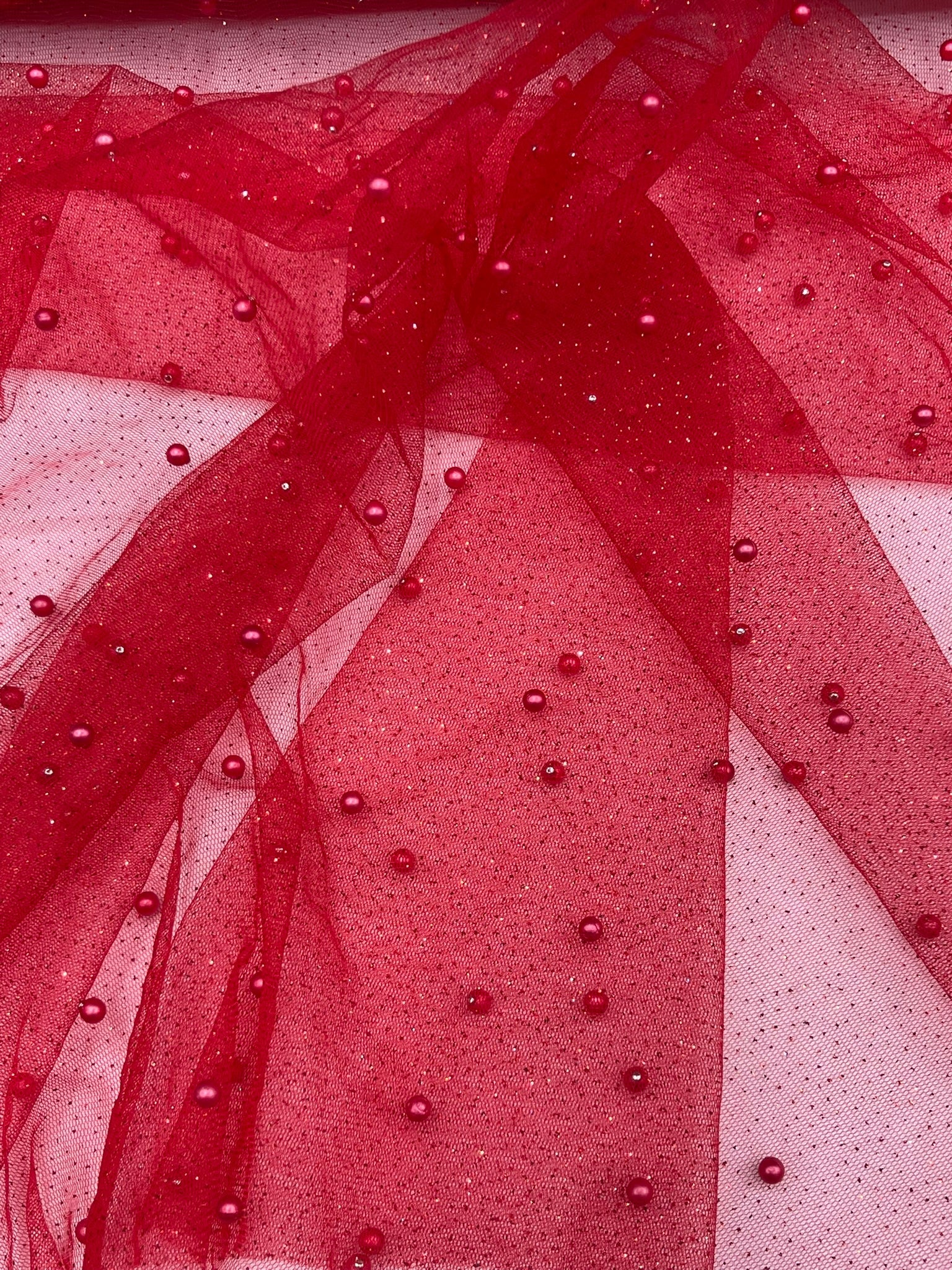 Pearl Glitter Studded Mesh Fabric| New Creations Fabric & Foam Inc. - New Creations Fabric & Foam Inc