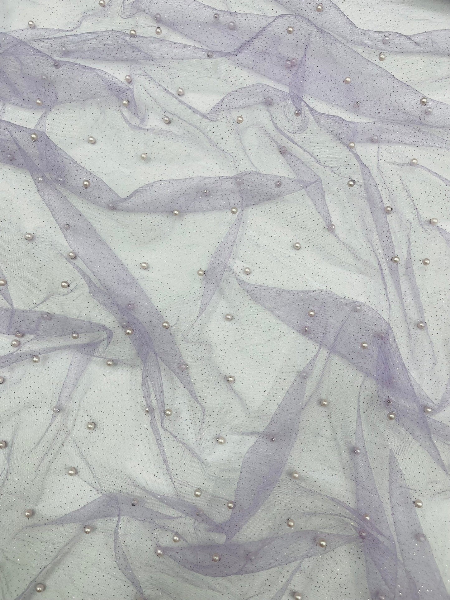 Pearl Glitter Studded Mesh Fabric| New Creations Fabric & Foam Inc. - New Creations Fabric & Foam Inc