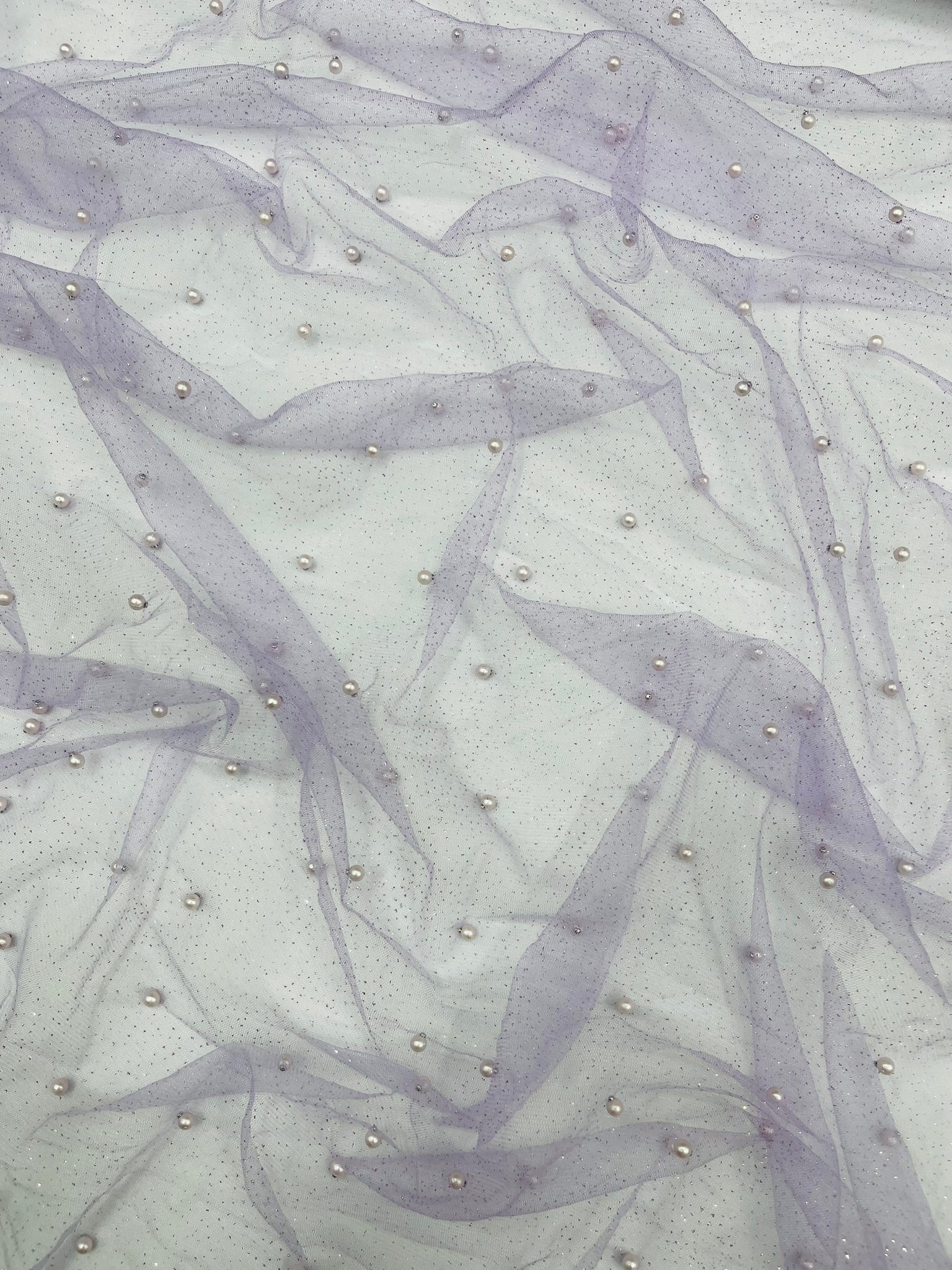 Pearl Glitter Studded Mesh Fabric| New Creations Fabric & Foam Inc. - New Creations Fabric & Foam Inc