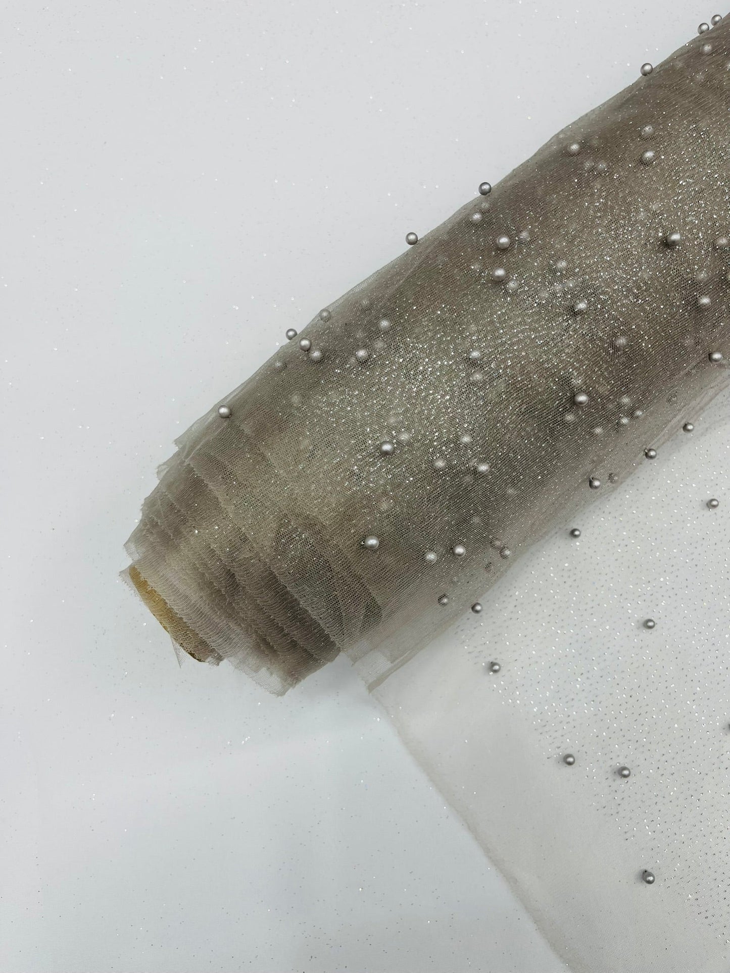 Pearl Glitter Studded Mesh Fabric| New Creations Fabric & Foam Inc. - New Creations Fabric & Foam Inc