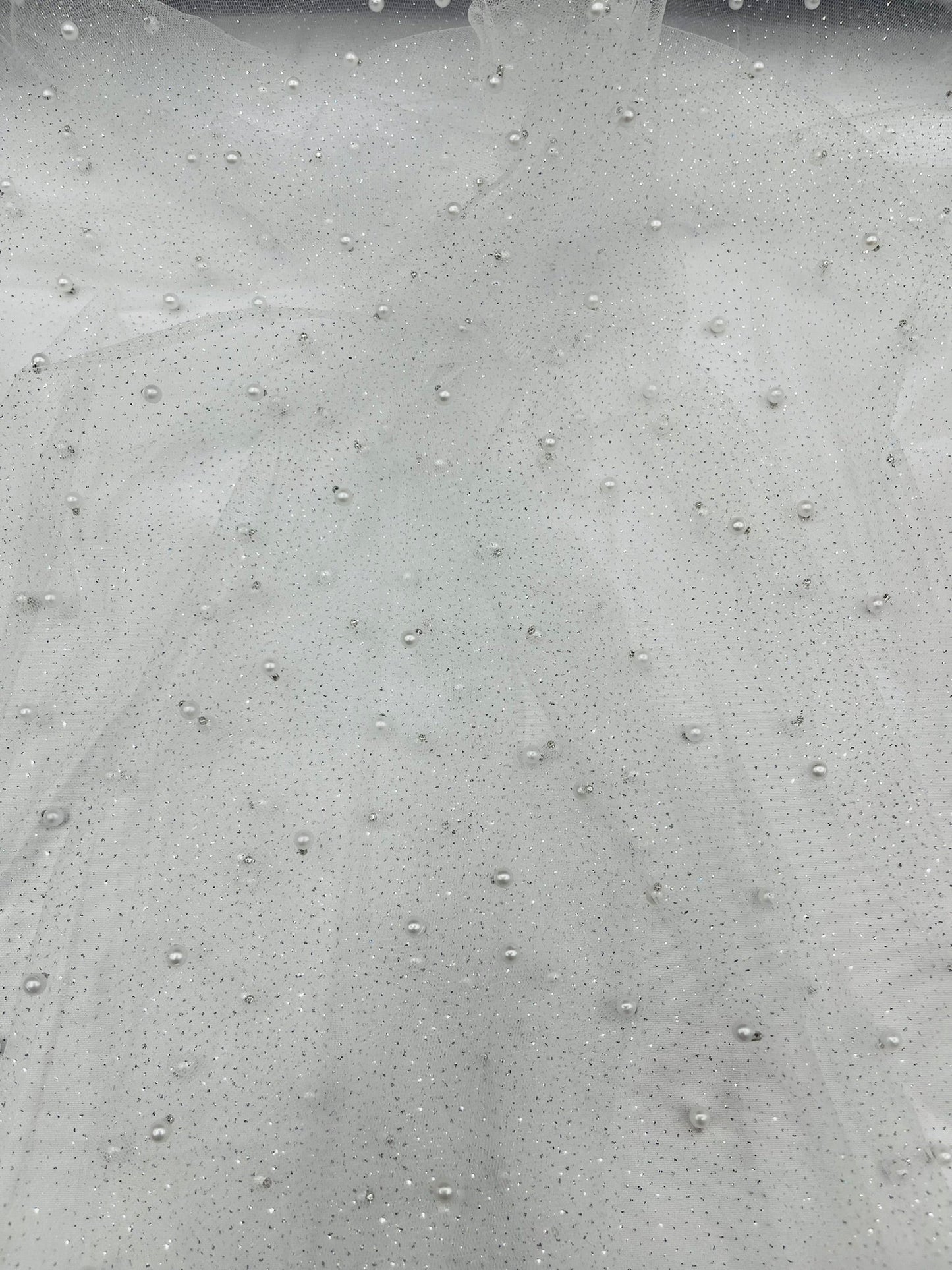Pearl Glitter Studded Mesh Fabric| New Creations Fabric & Foam Inc. - New Creations Fabric & Foam Inc