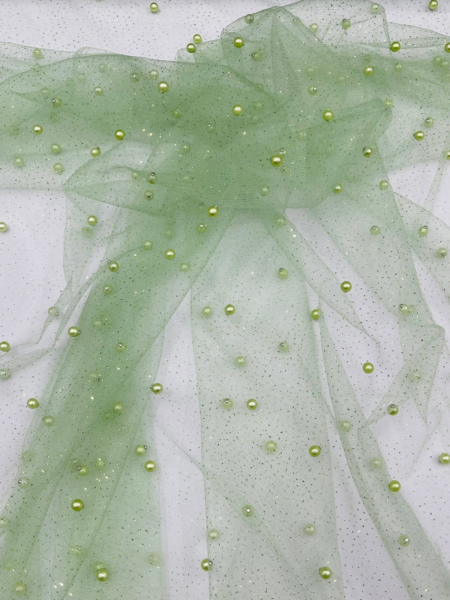 Pearl Glitter Studded Mesh Fabric| New Creations Fabric & Foam Inc. - New Creations Fabric & Foam Inc