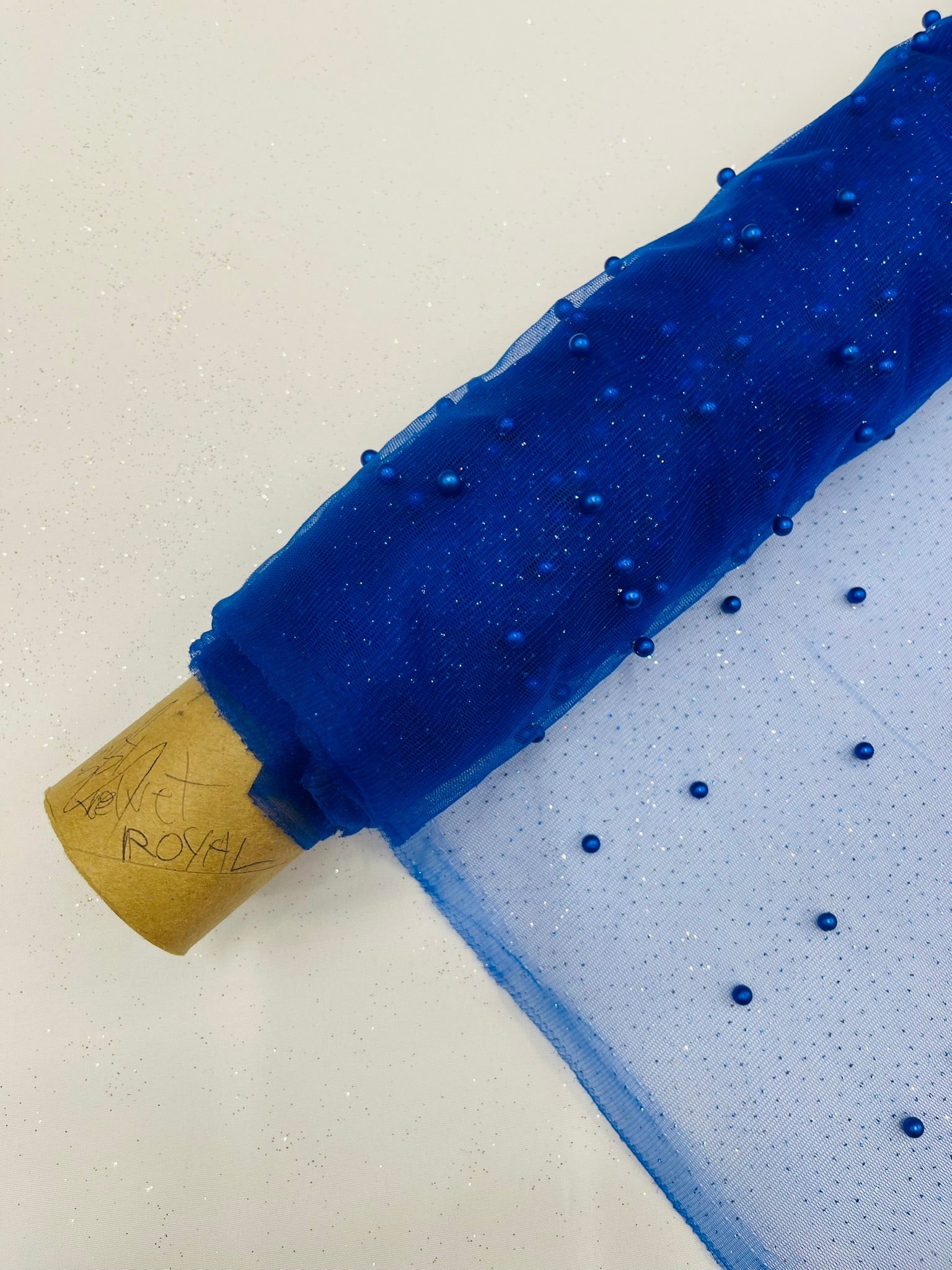 Pearl Glitter Studded Mesh Fabric| New Creations Fabric & Foam Inc. - New Creations Fabric & Foam Inc