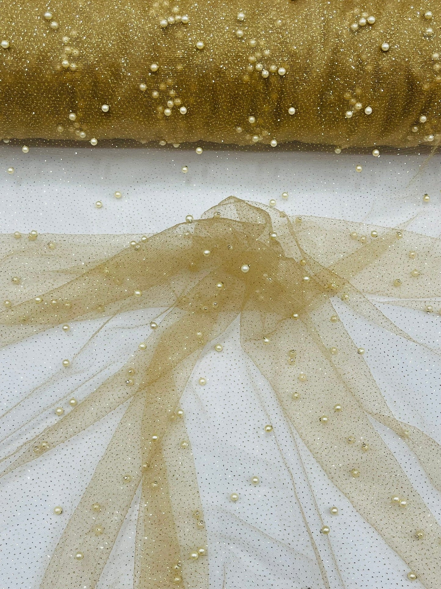 Pearl Glitter Studded Mesh Fabric| New Creations Fabric & Foam Inc. - New Creations Fabric & Foam Inc