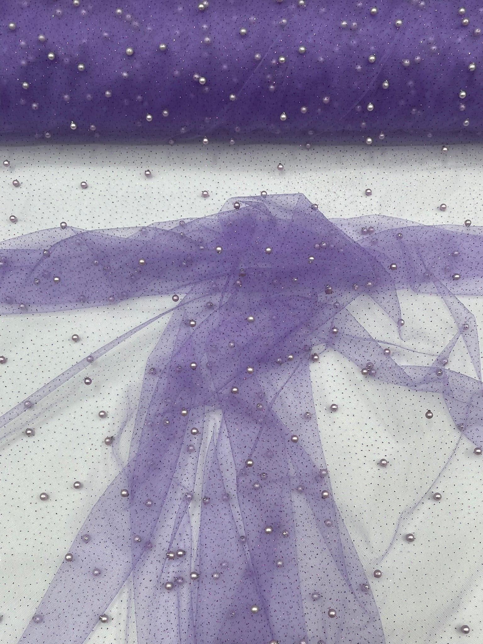 Pearl Glitter Studded Mesh Fabric| New Creations Fabric & Foam Inc. - New Creations Fabric & Foam Inc
