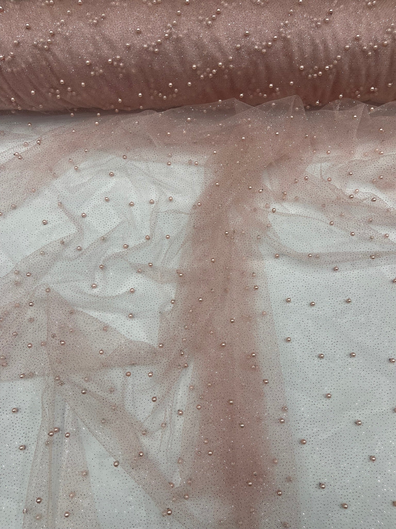Pearl Glitter Studded Mesh Fabric| New Creations Fabric & Foam Inc. - New Creations Fabric & Foam Inc