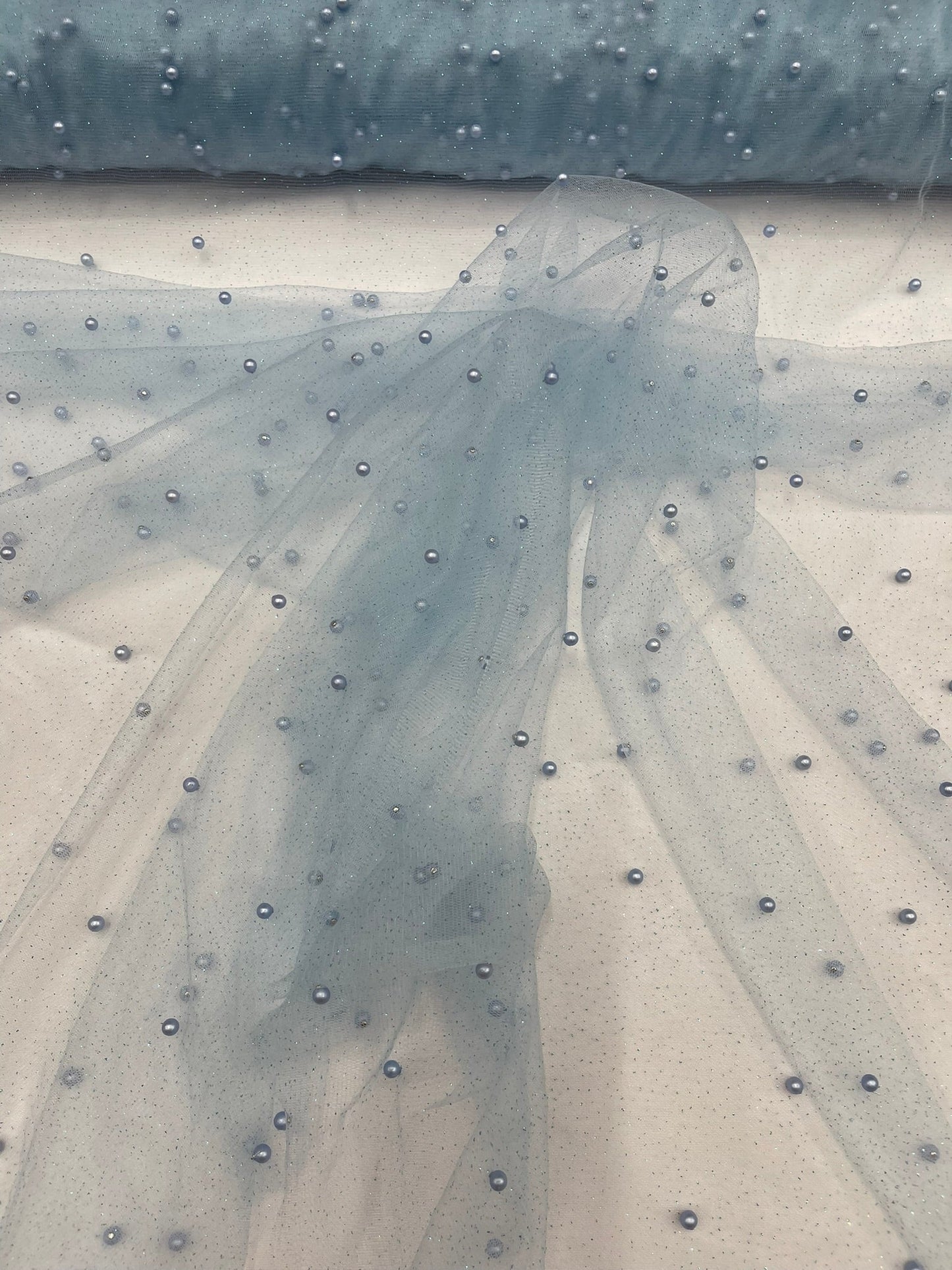 Pearl Glitter Studded Mesh Fabric| New Creations Fabric & Foam Inc. - New Creations Fabric & Foam Inc