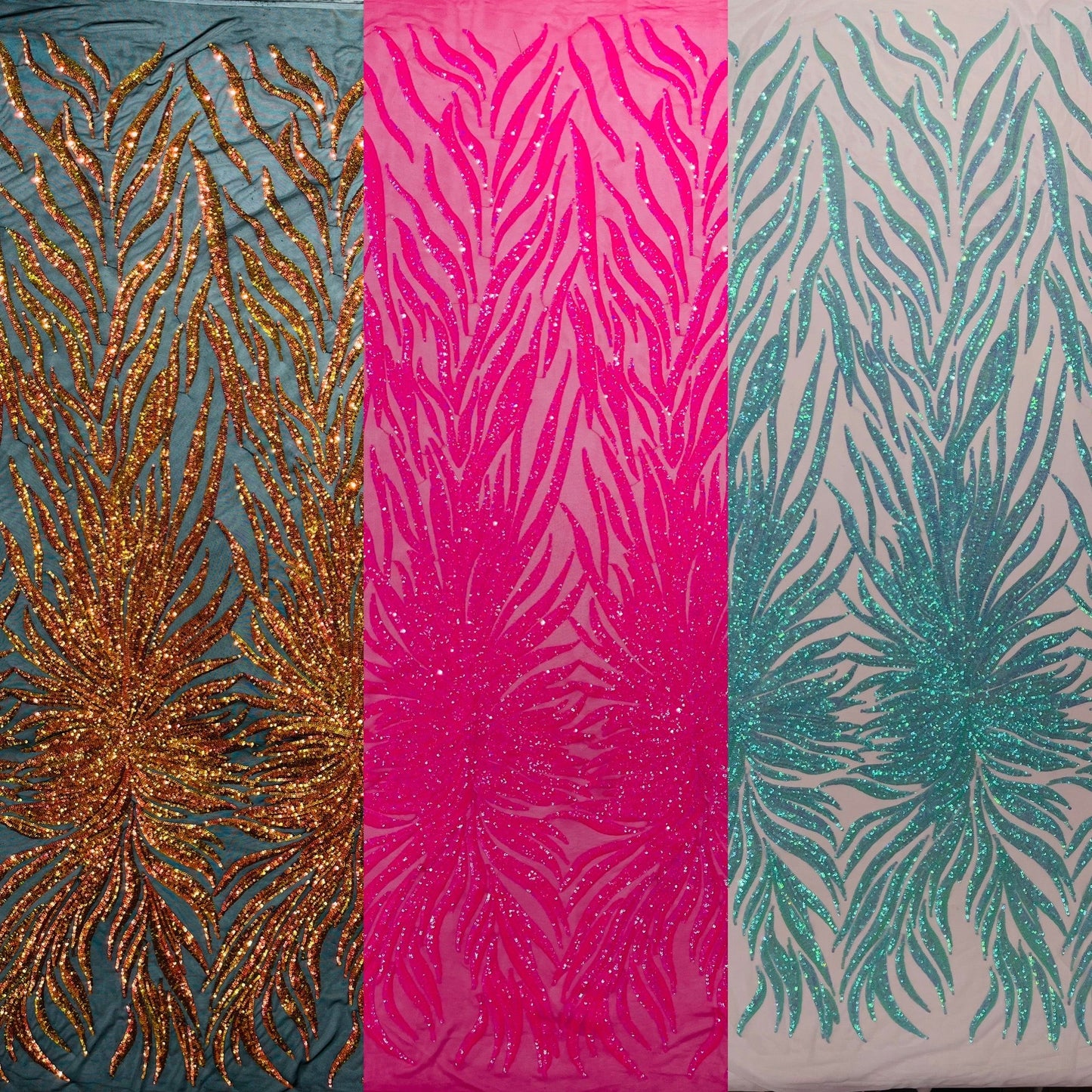 Phoenix Sequin Feather Fabric 54” Wide| New Creations Fabric & Foam Inc. - New Creations Fabric & Foam Inc