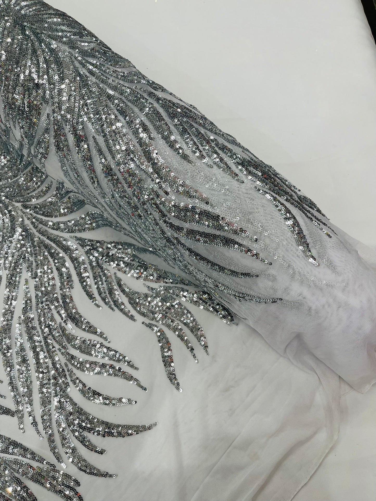 Phoenix Sequin Feather Fabric 54” Wide| New Creations Fabric & Foam Inc. - New Creations Fabric & Foam Inc