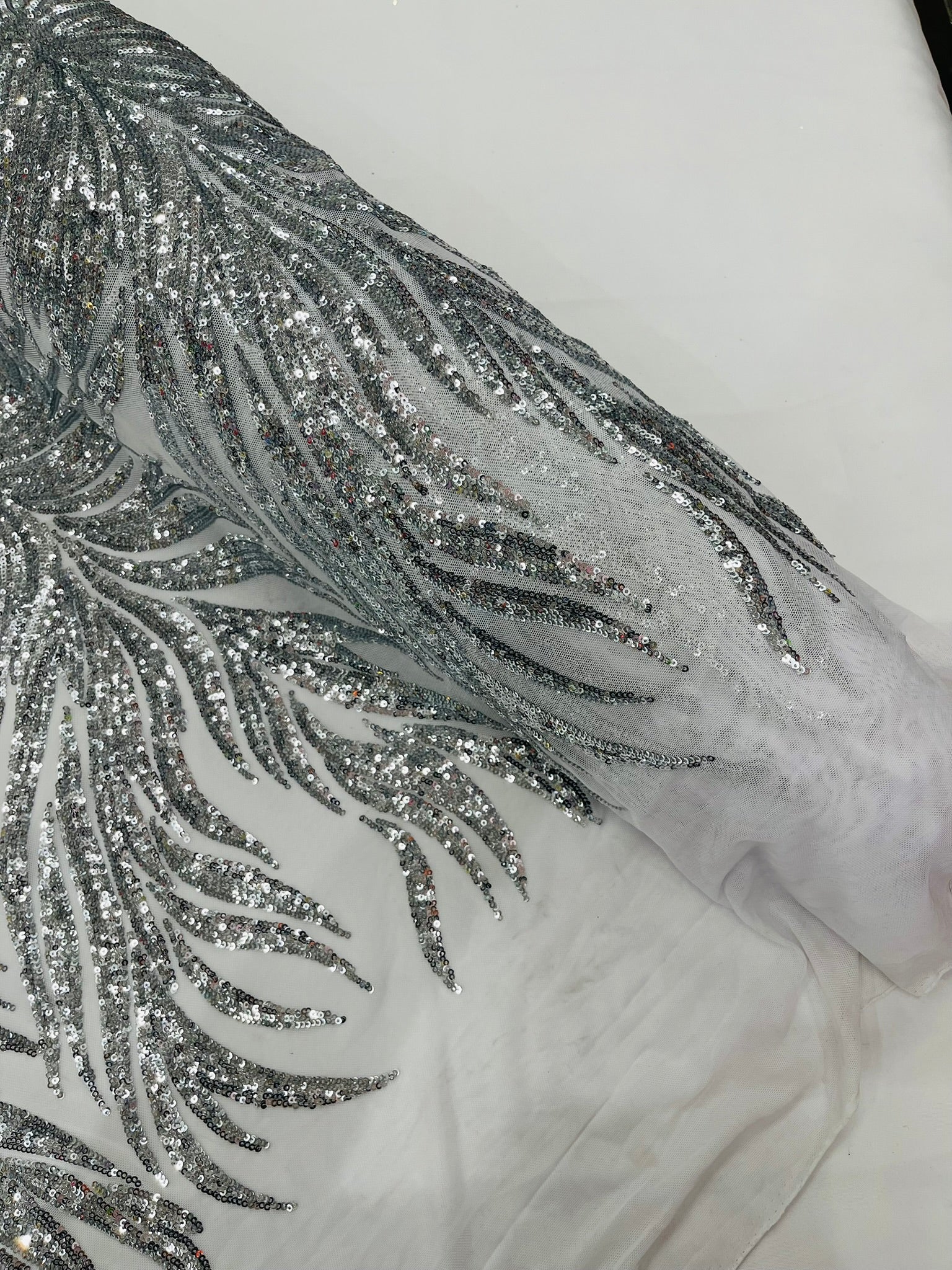 Phoenix Sequin Feather Fabric 54” Wide| New Creations Fabric & Foam Inc. - New Creations Fabric & Foam Inc